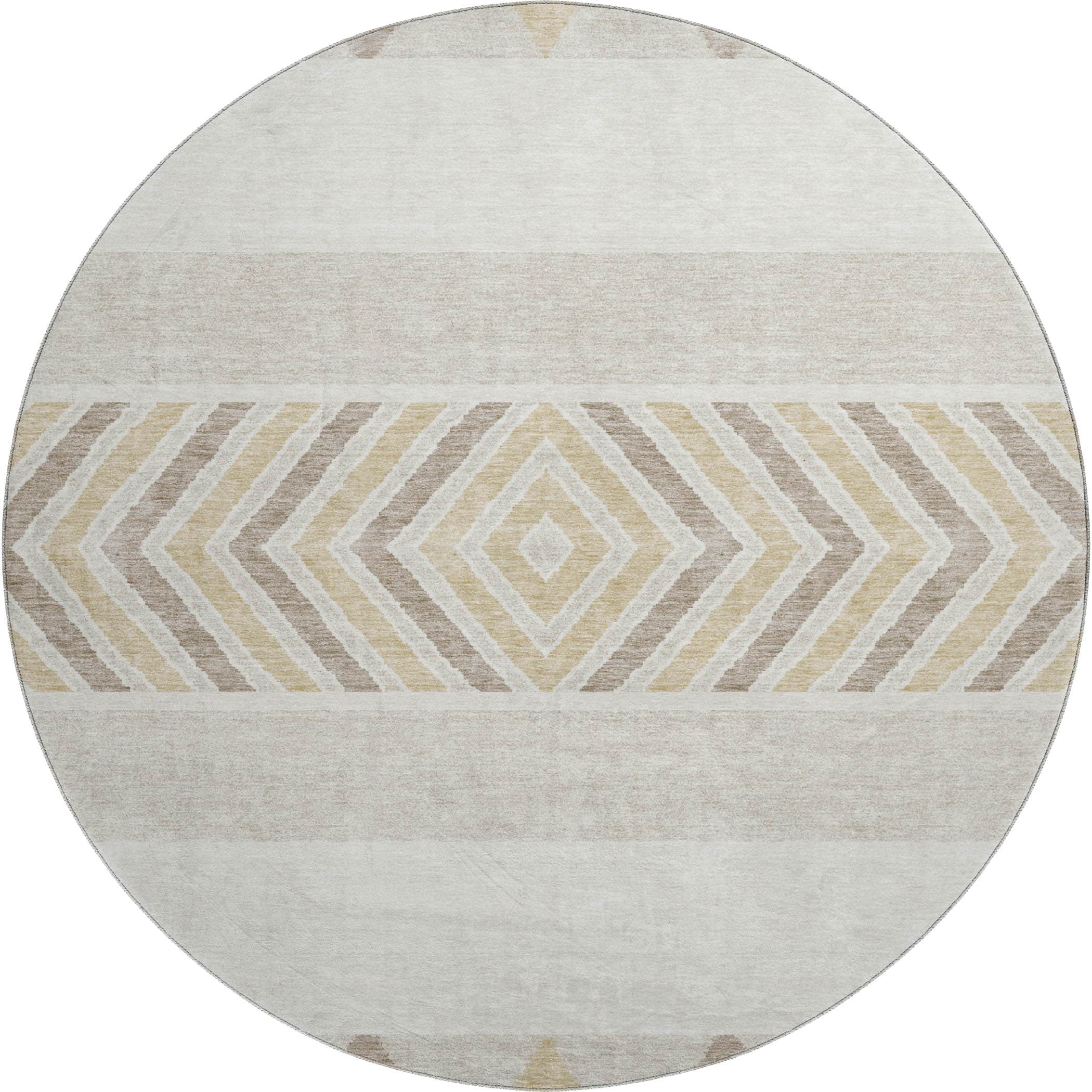 Kotor Machine Washable Transitional Ivory Rug 8' x 8' #shape_Round