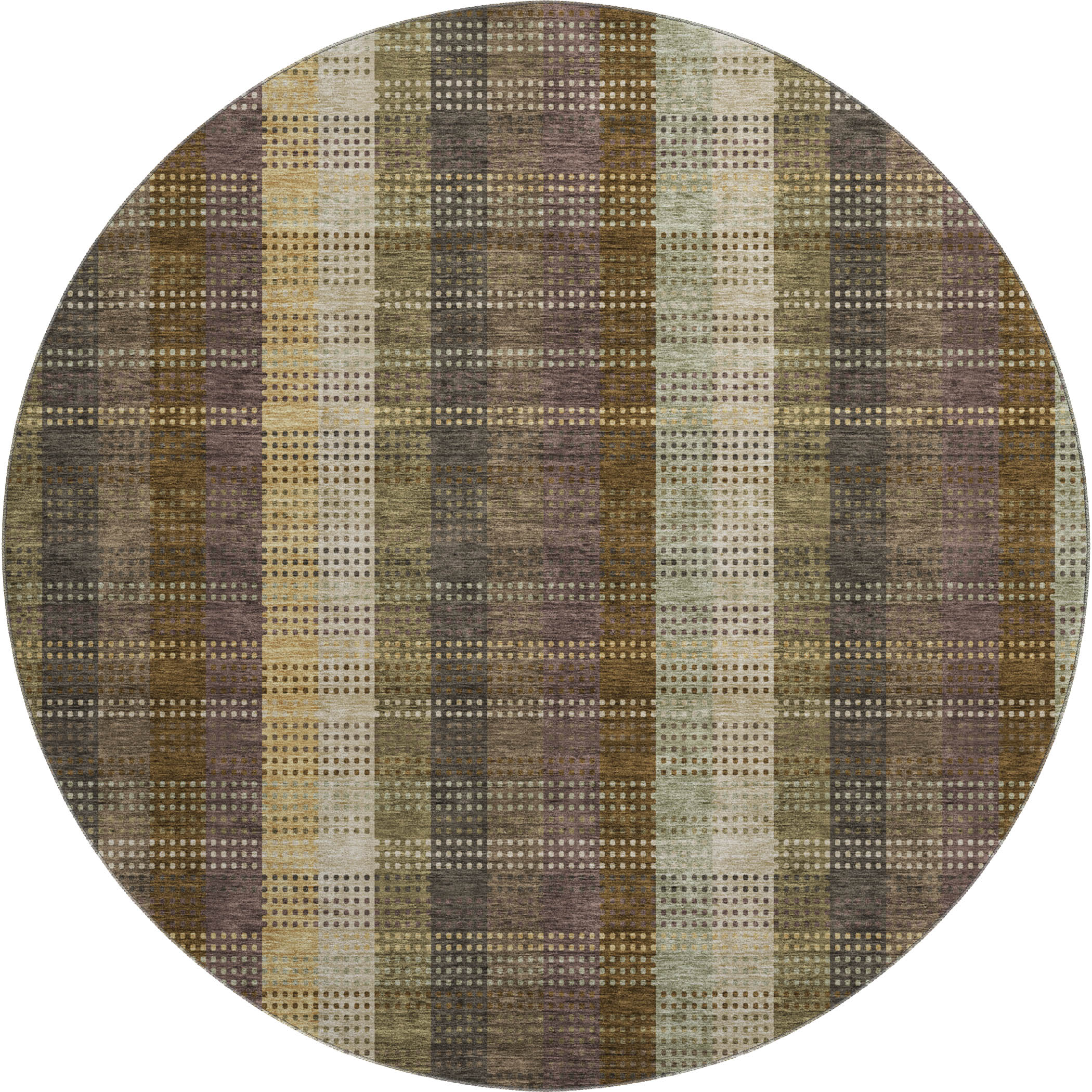 Lisbon Machine Washable Transitional Brown Rug 8' x 8' #shape_Round