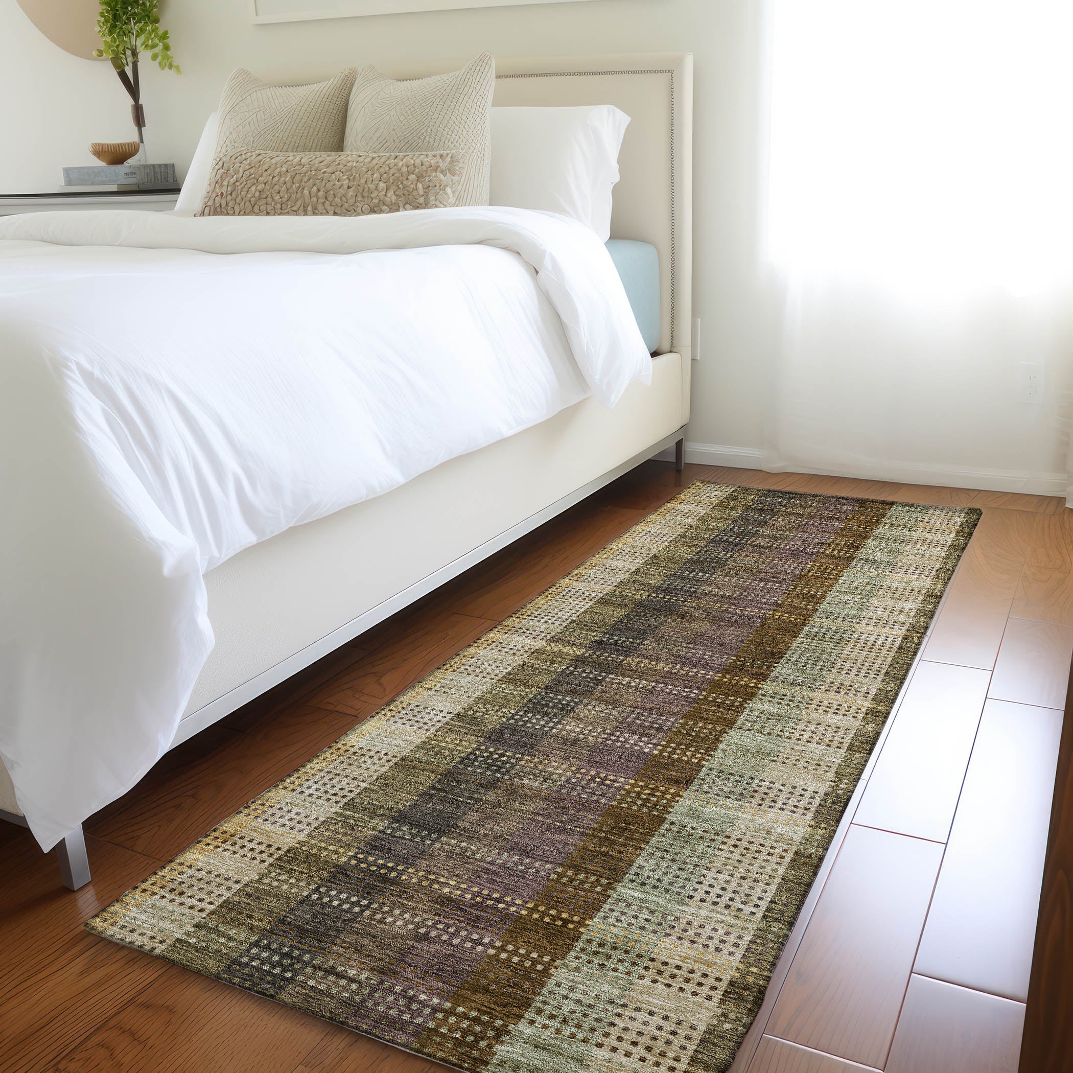 Lisbon Machine Washable Transitional Brown Rug 2'3" x 7'6" #shape_Runner