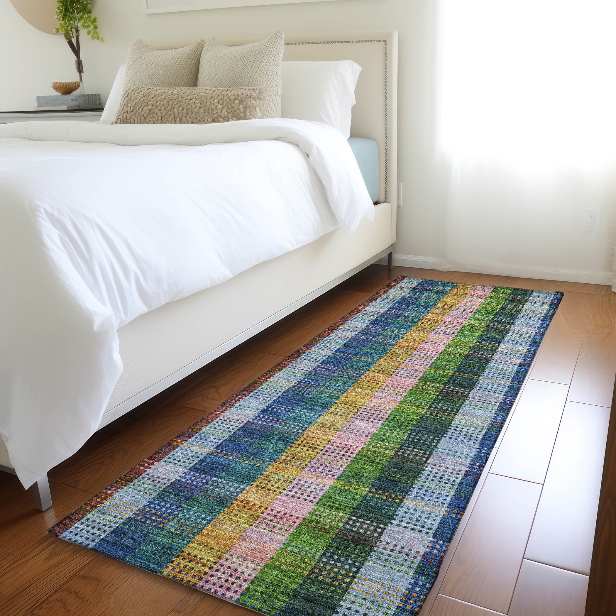 Lisbon Machine Washable Transitional Navy Blue Rug 2'3" x 7'6" #shape_Runner