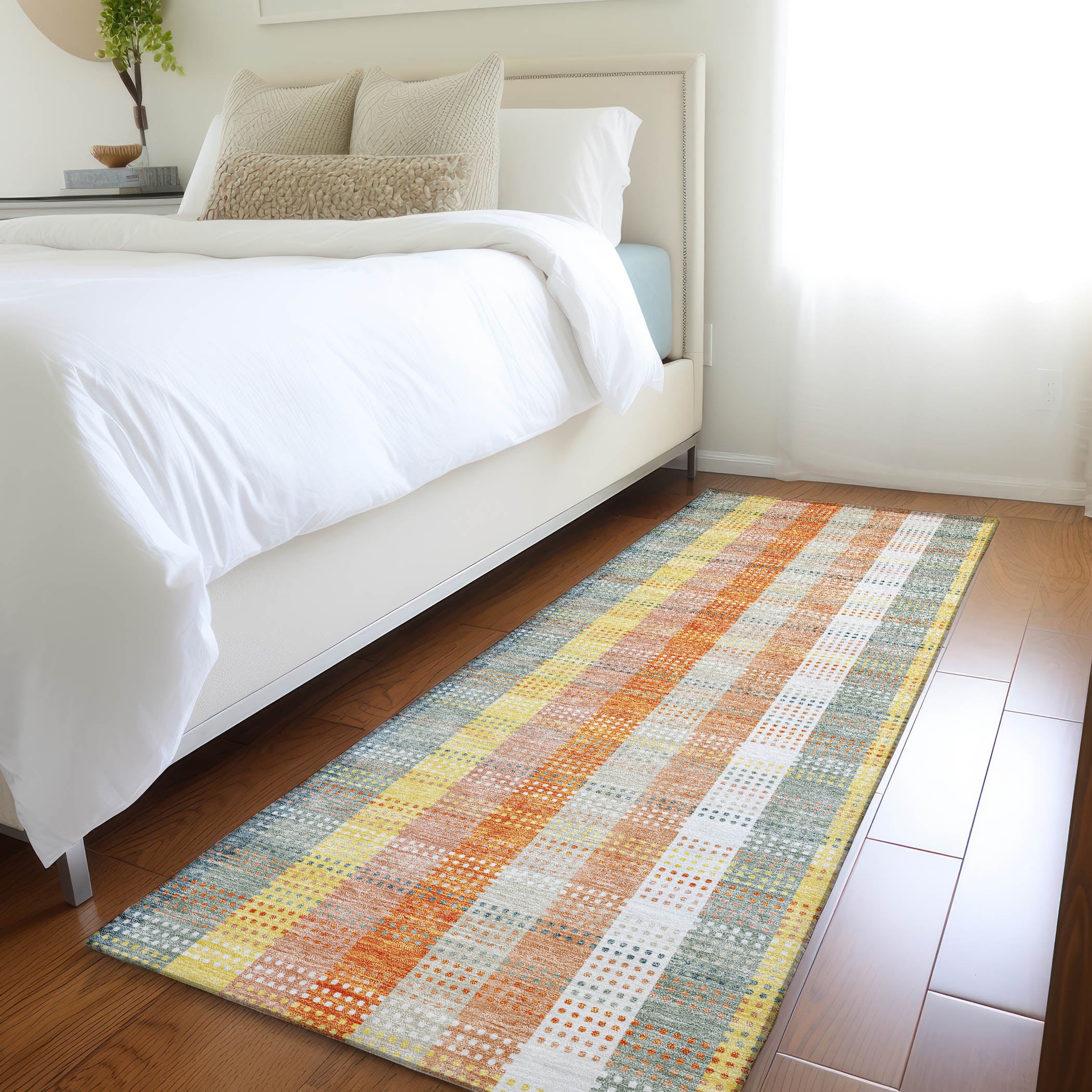Lisbon Machine Washable Transitional Peach Orange Rug 2'3" x 7'6" #shape_Runner