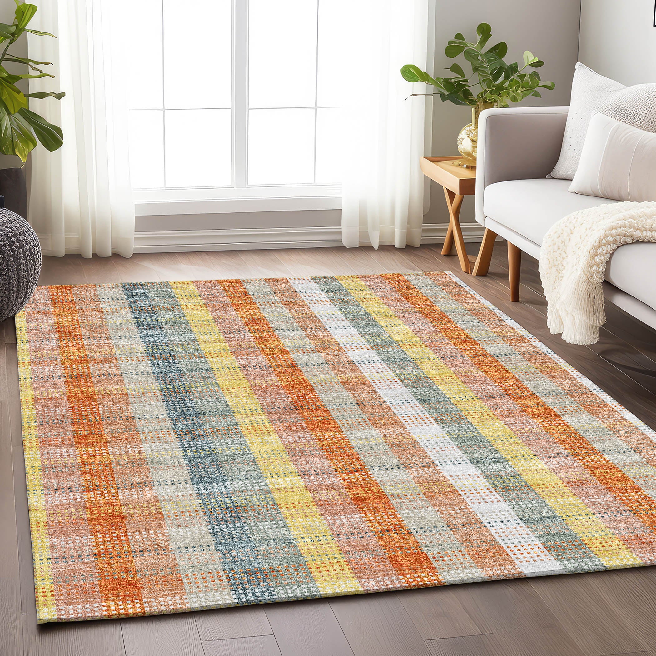 Lisbon Machine Washable Transitional Peach Orange Rug 2'6" x 3'10" #shape_Rectangle