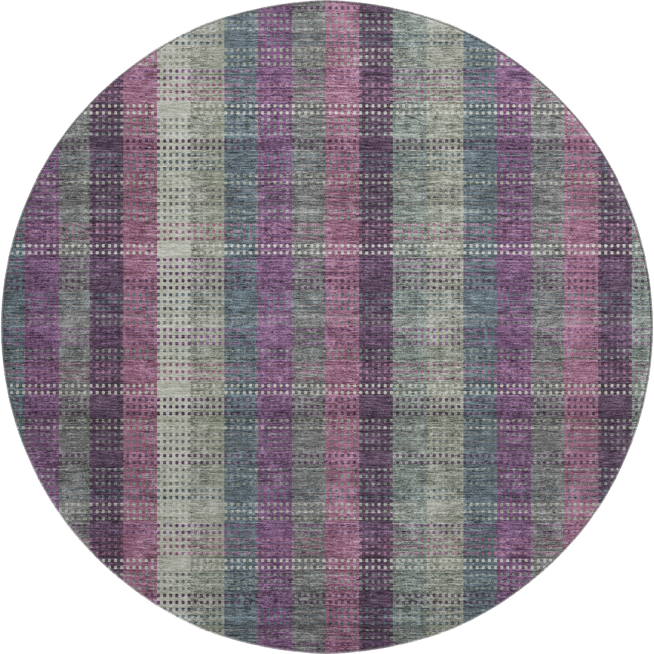 Lisbon Machine Washable Transitional Plum Purple Rug 8' x 8' #shape_Round