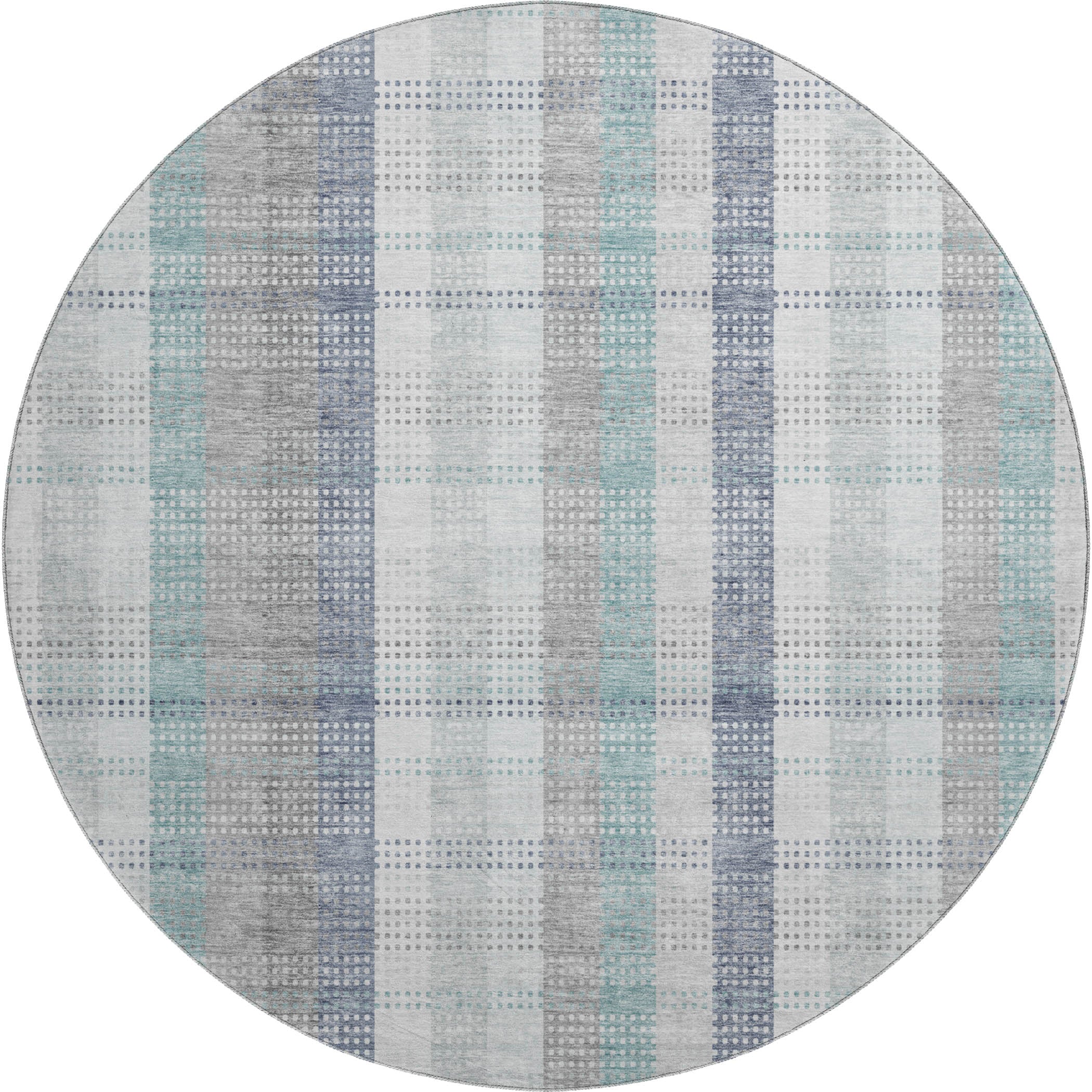 Lisbon Machine Washable Transitional Silver Gray Rug 8' x 8' #shape_Round
