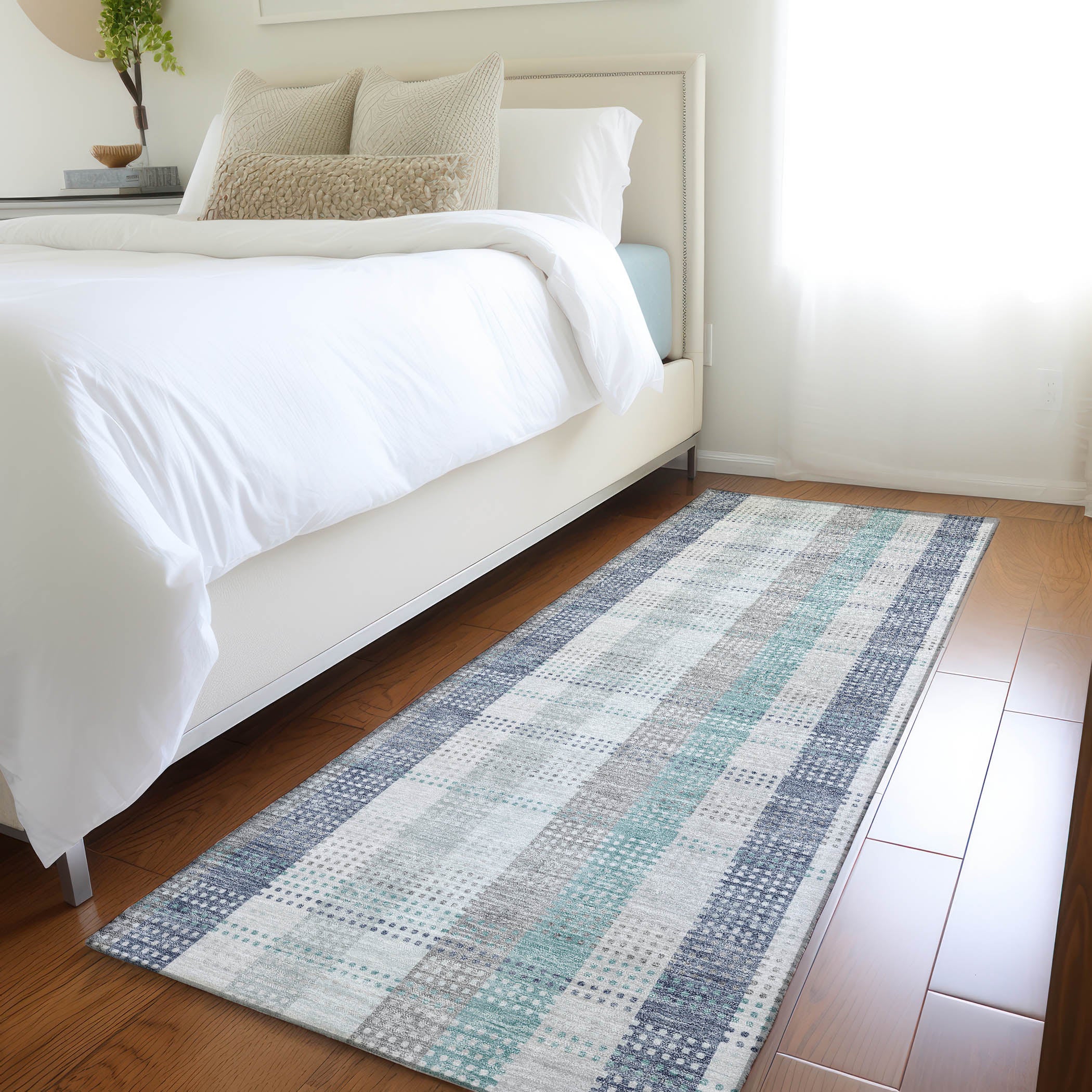 Lisbon Machine Washable Transitional Silver Gray Rug 2'3" x 7'6" #shape_Runner