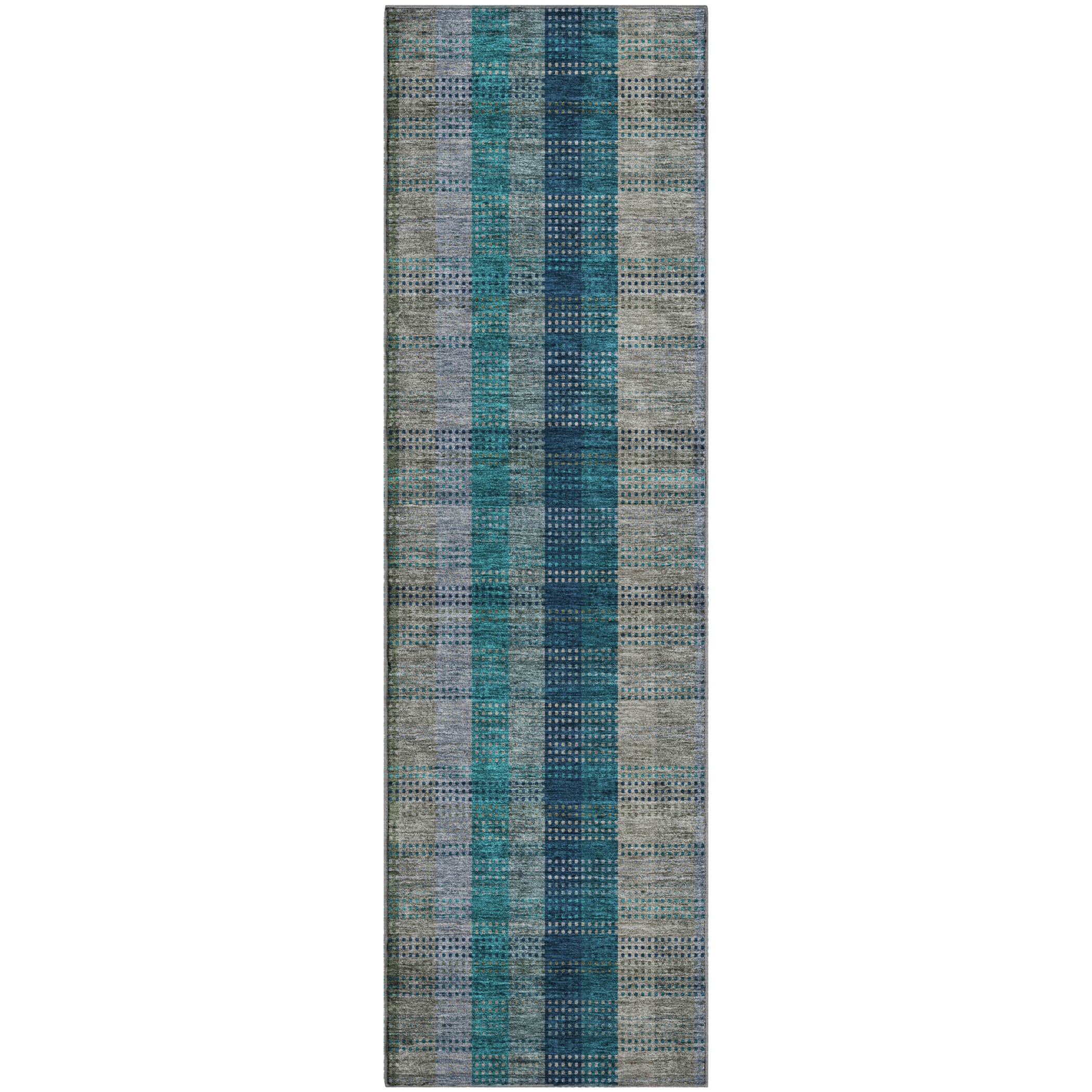Lisbon Machine Washable Transitional Teal Rug 2'3" x 7'6" #shape_Runner