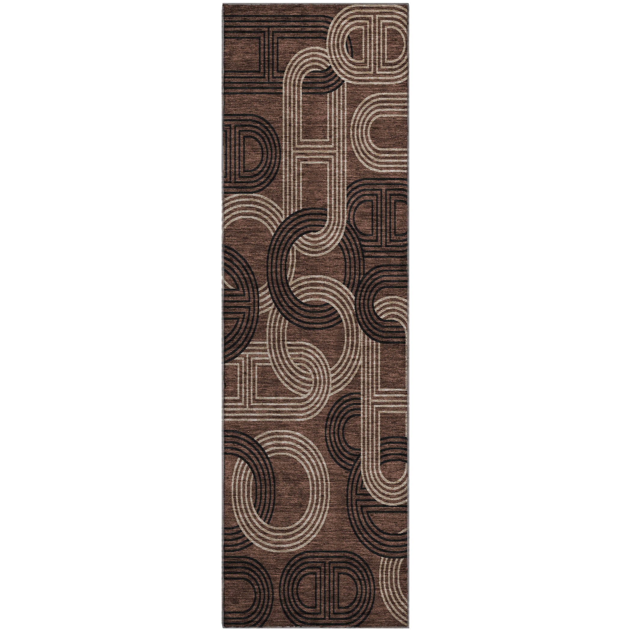 Bruges Machine Washable Transitional Chocolate Brown Rug 2'3" x 7'6" #shape_Runner