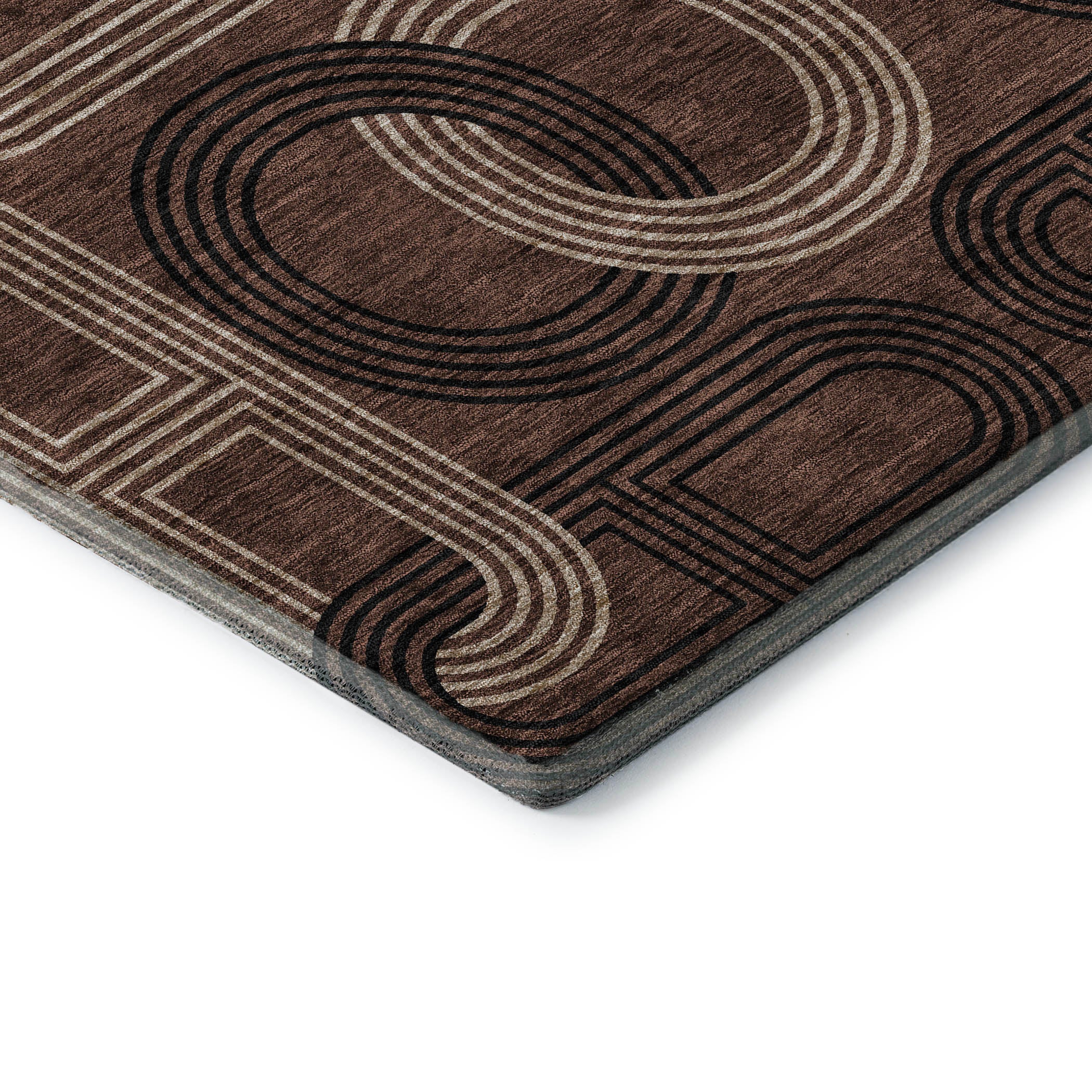 Bruges Machine Washable Transitional Chocolate Brown Rug 1'8" x 2'6" #shape_Rectangle