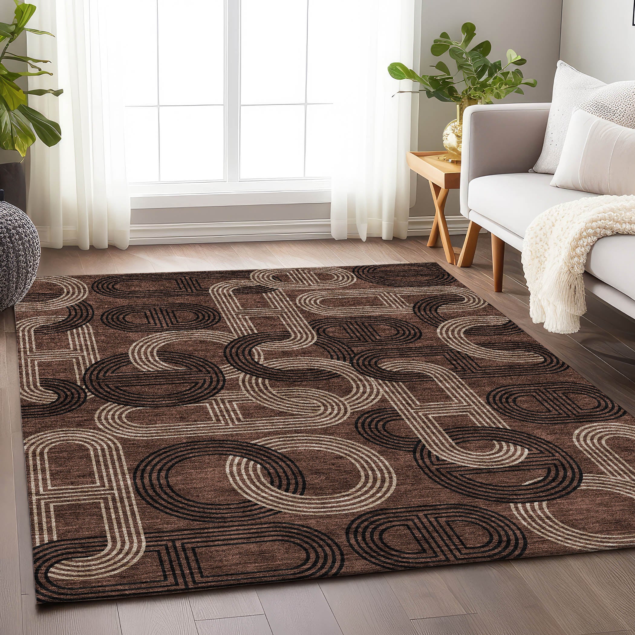 Bruges Machine Washable Transitional Chocolate Brown Rug 2'6" x 3'10" #shape_Rectangle