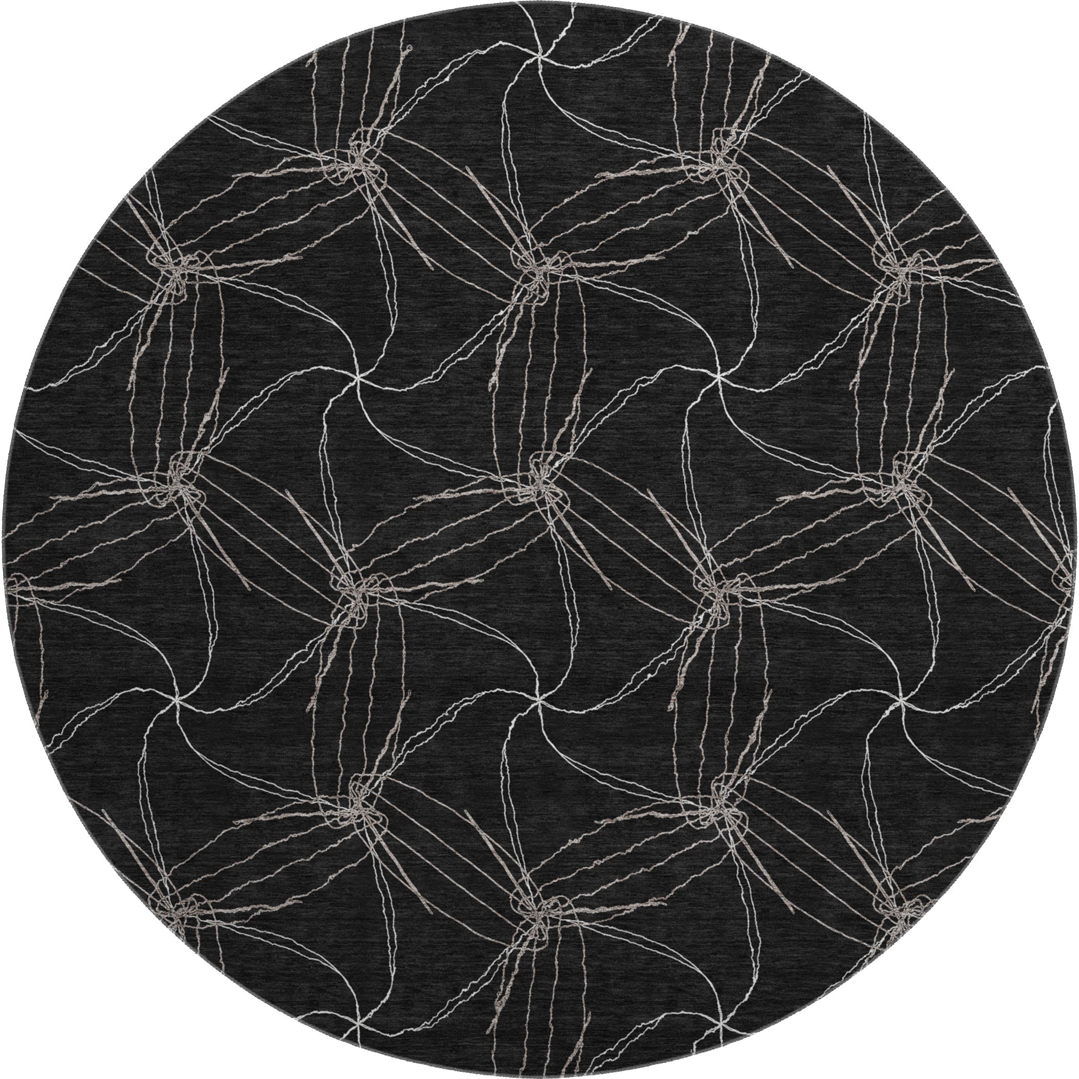Bangkok Machine Washable Transitional Black Rug 8' x 8' #shape_Round
