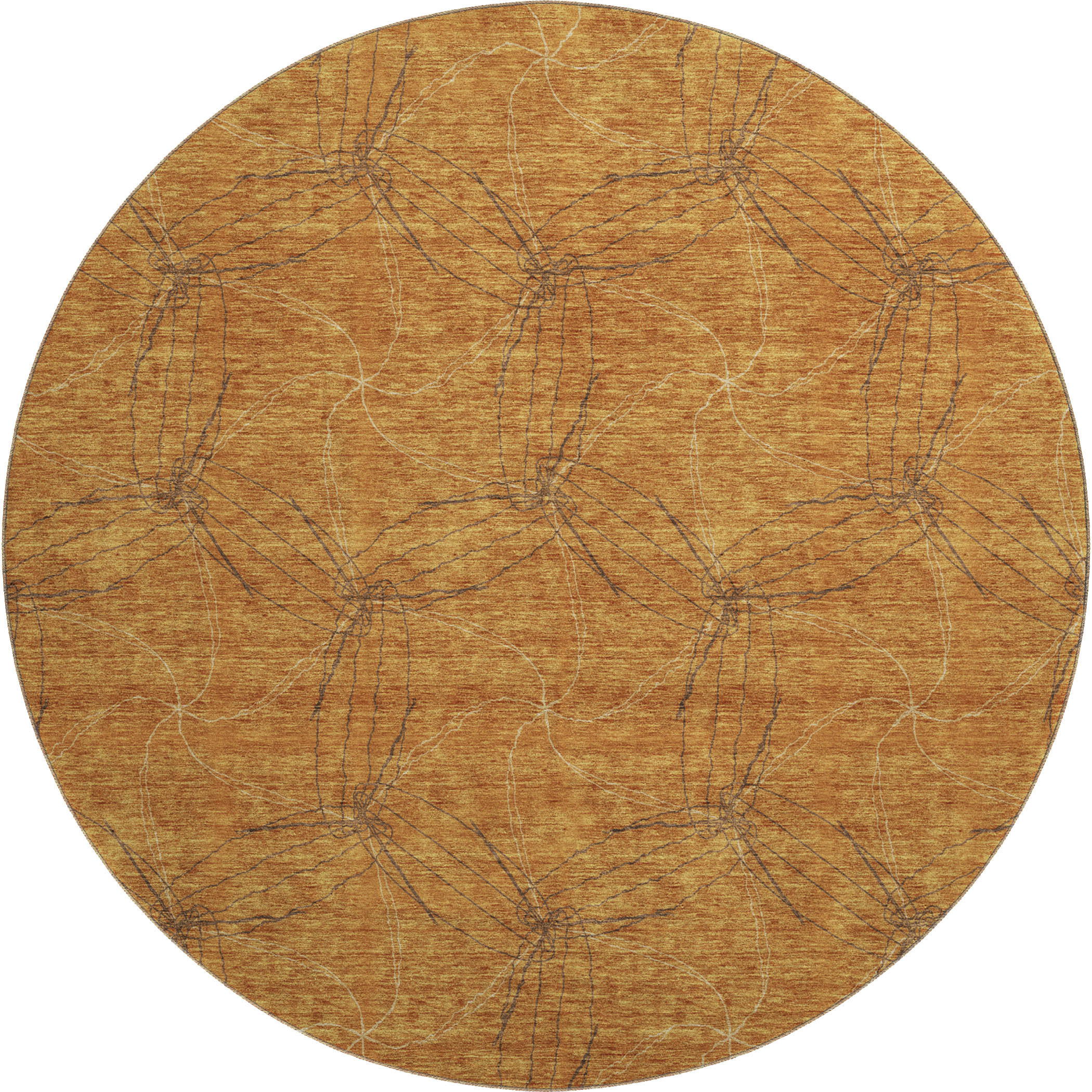 Bangkok Machine Washable Transitional Copper Orange Rug 8' x 8' #shape_Round