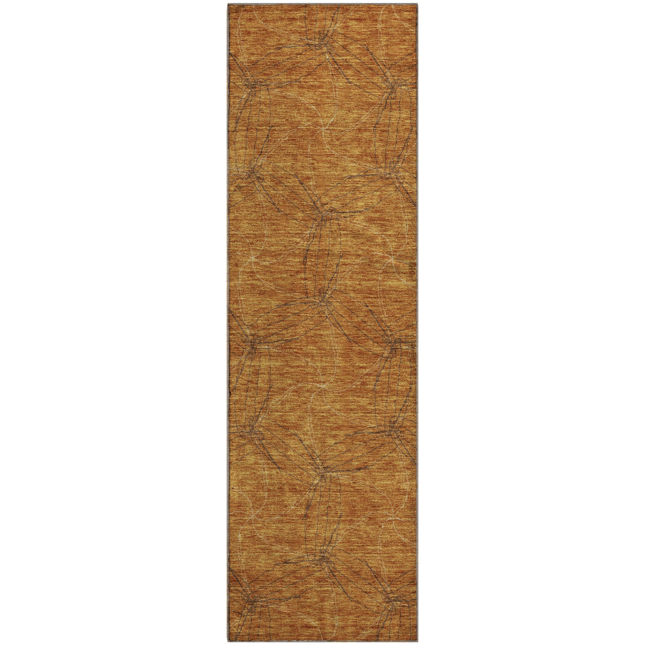 Bangkok Machine Washable Transitional Copper Orange Rug 2'3" x 7'6" #shape_Runner