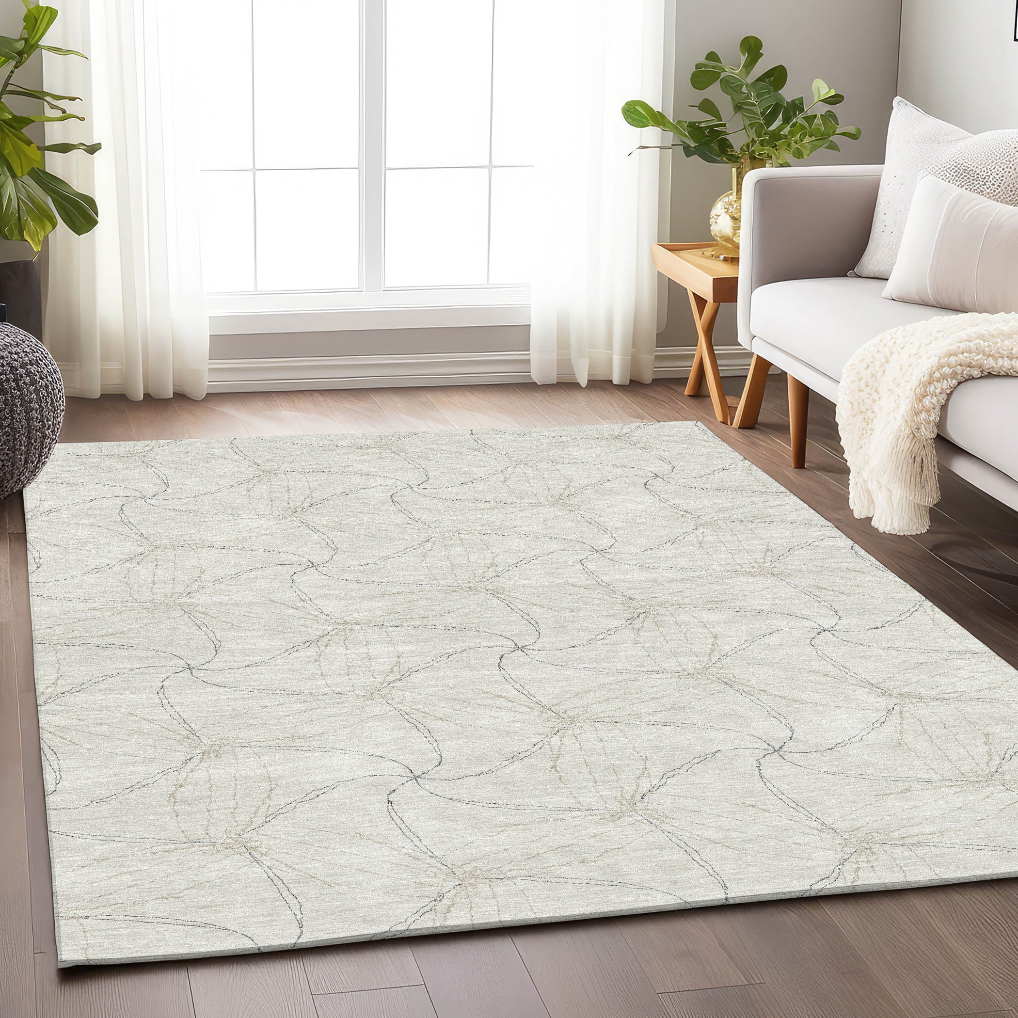 Bangkok Machine Washable Transitional Ivory Rug 2'6" x 3'10" #shape_Rectangle