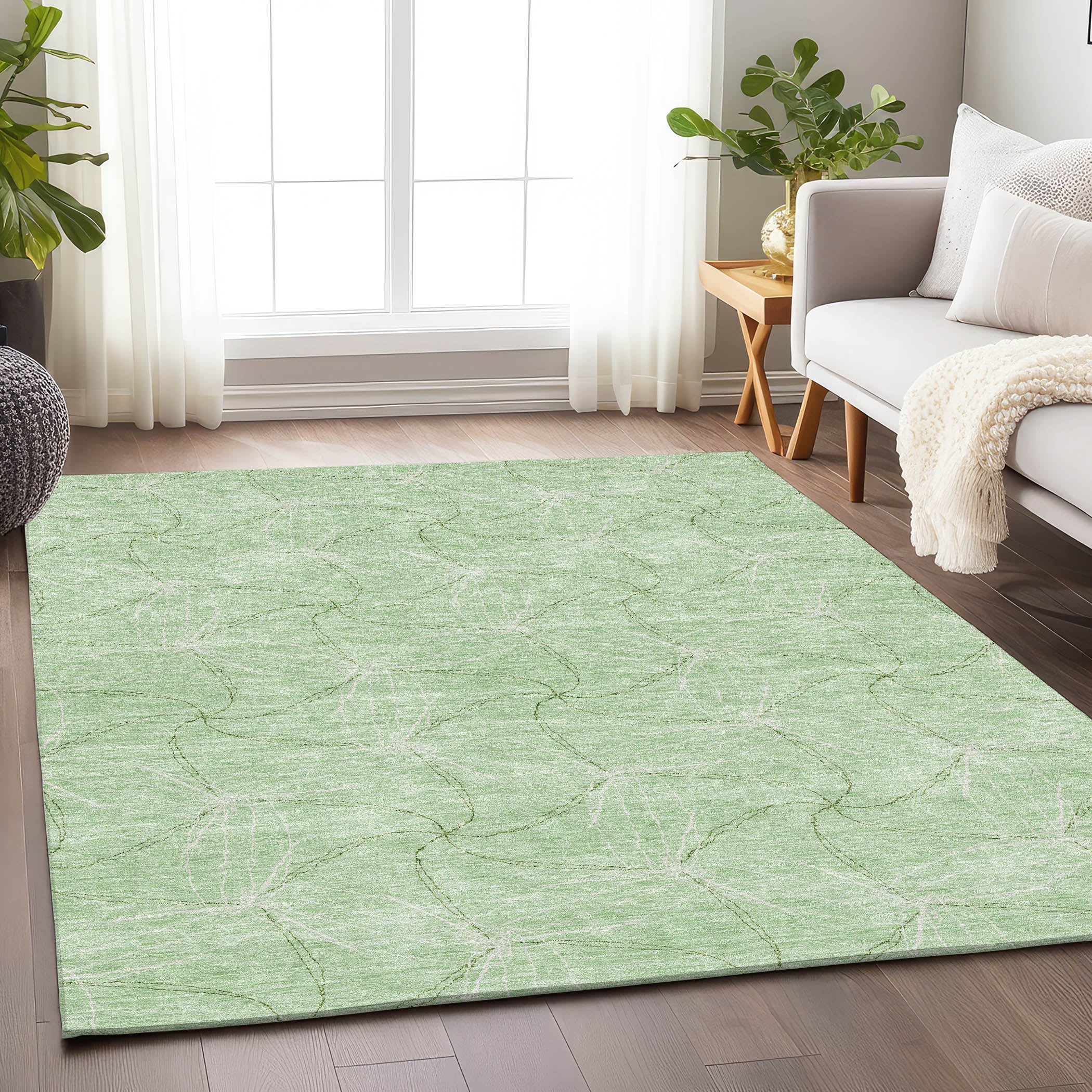 Bangkok Machine Washable Transitional Mint Green Rug 2'6" x 3'10" #shape_Rectangle