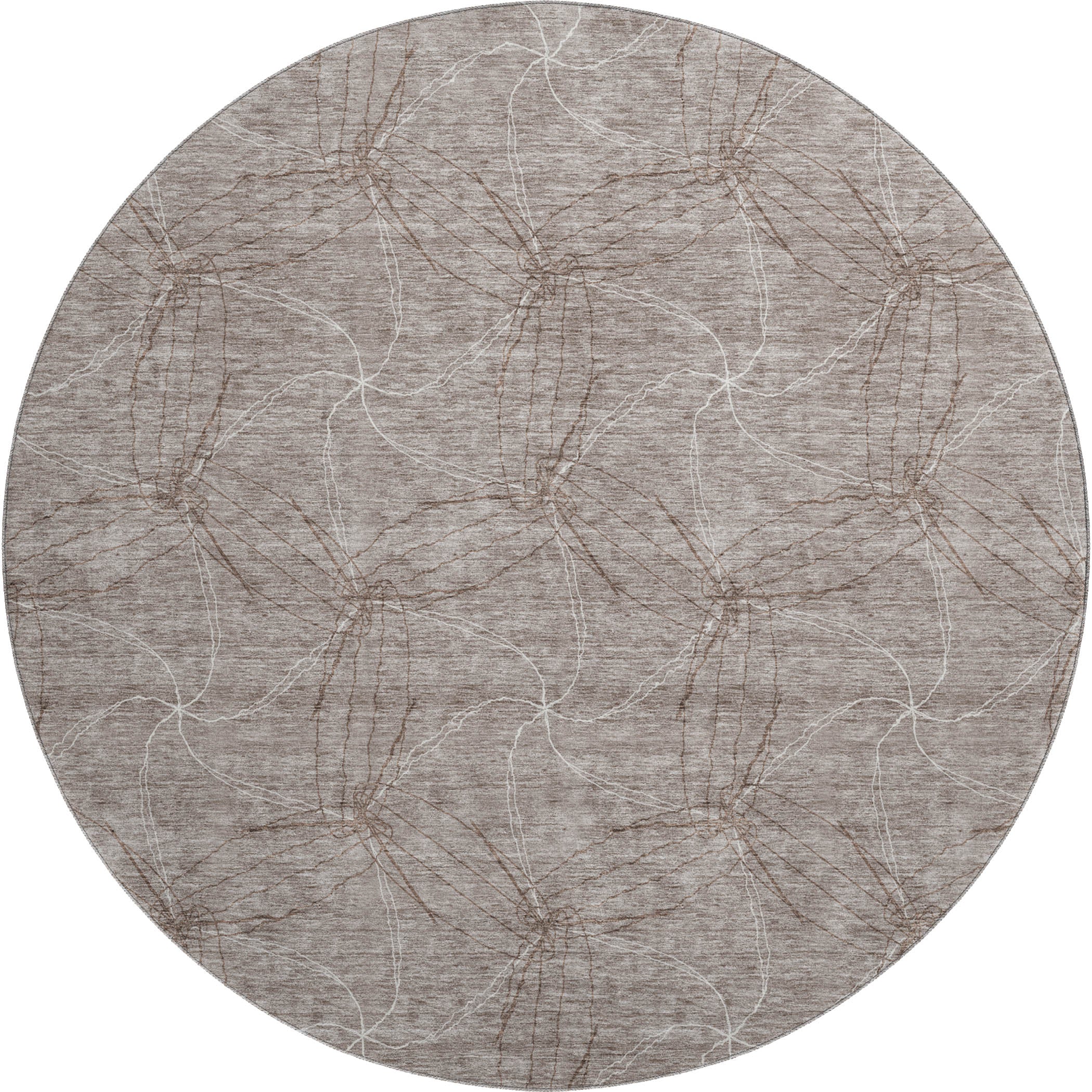 Bangkok Machine Washable Transitional Taupe Brown Rug 8' x 8' #shape_Round