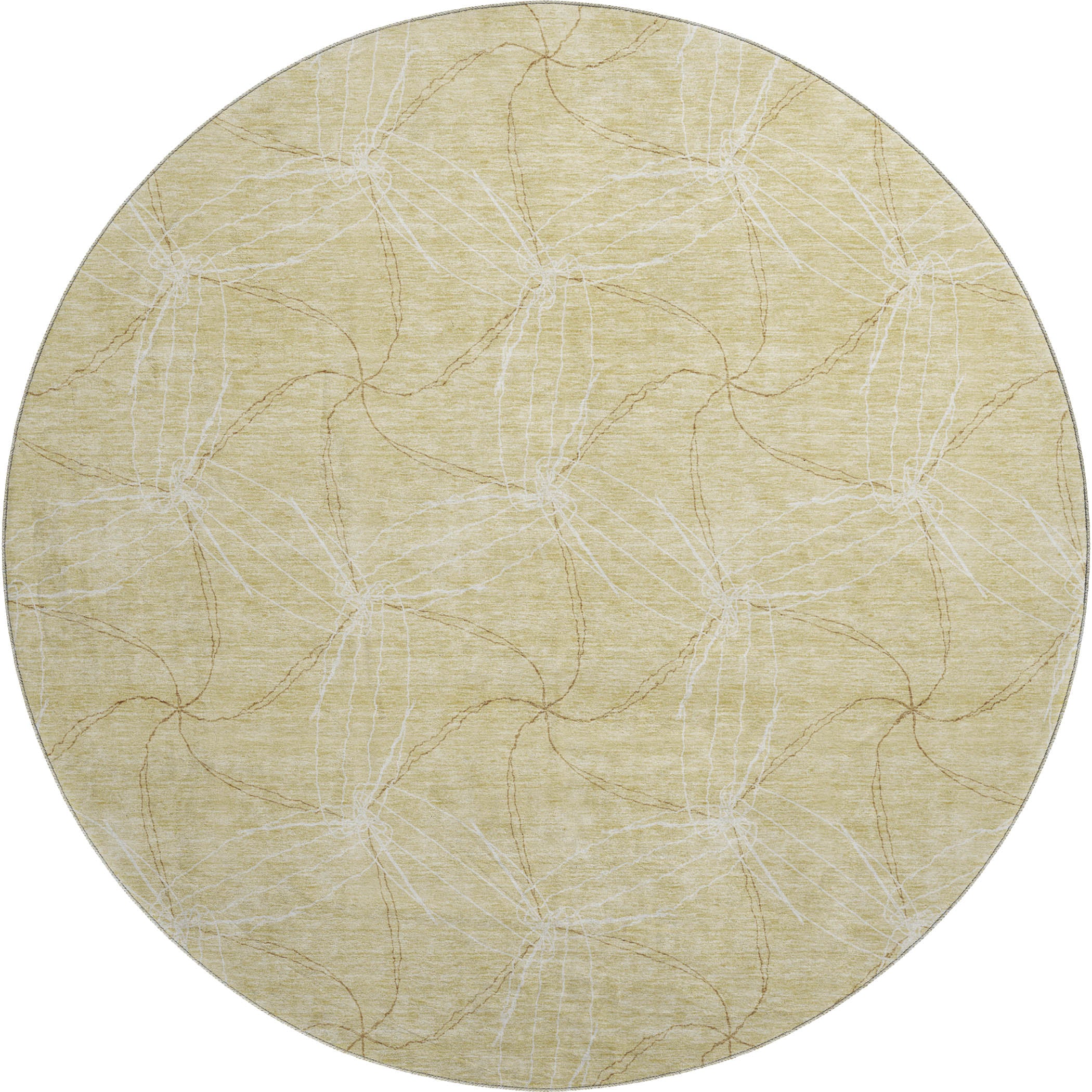Bangkok Machine Washable Transitional Wheat Gold Rug 8' x 8' #shape_Round