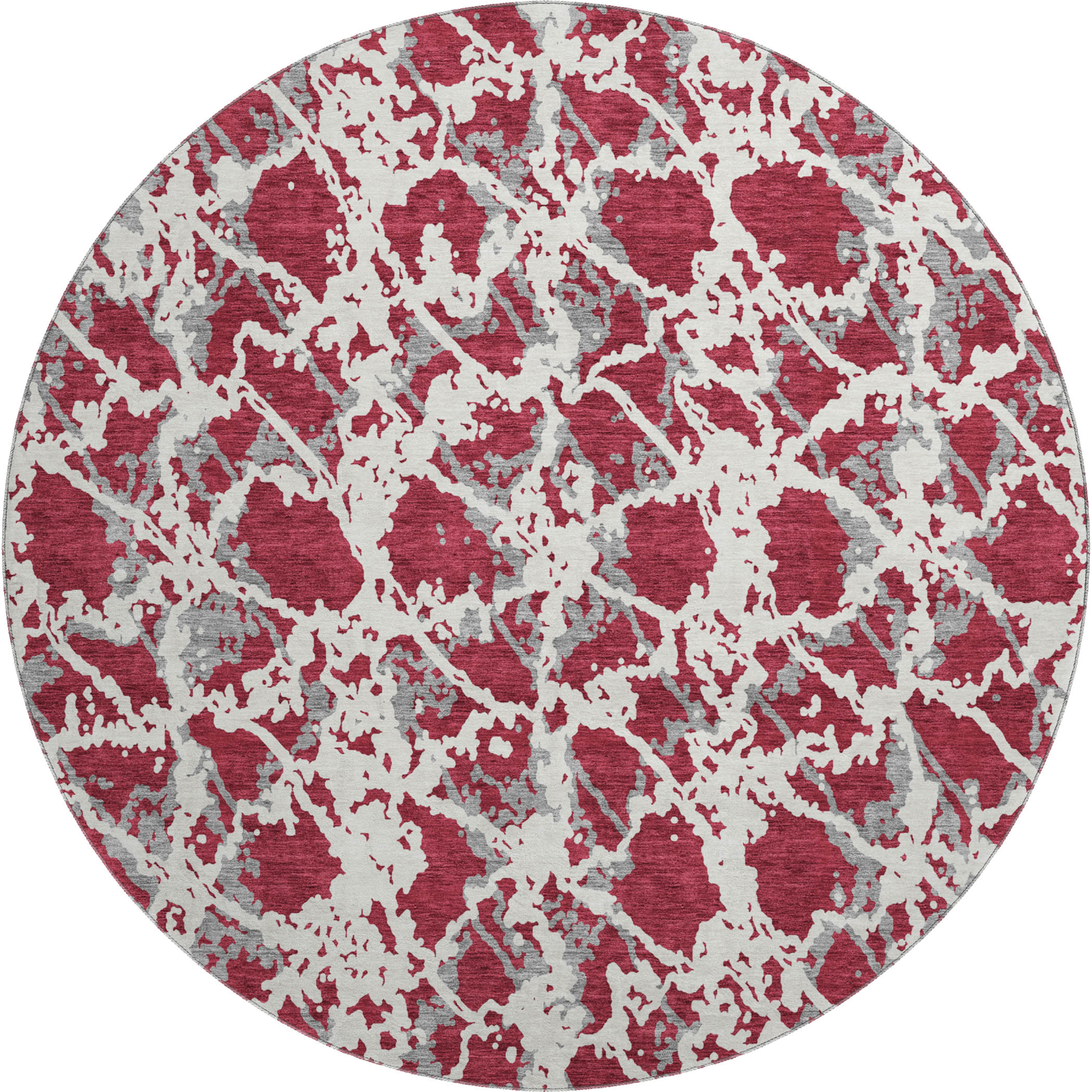 Bern Machine Washable Transitional Burgundy Red Rug 8' x 8' #shape_Round