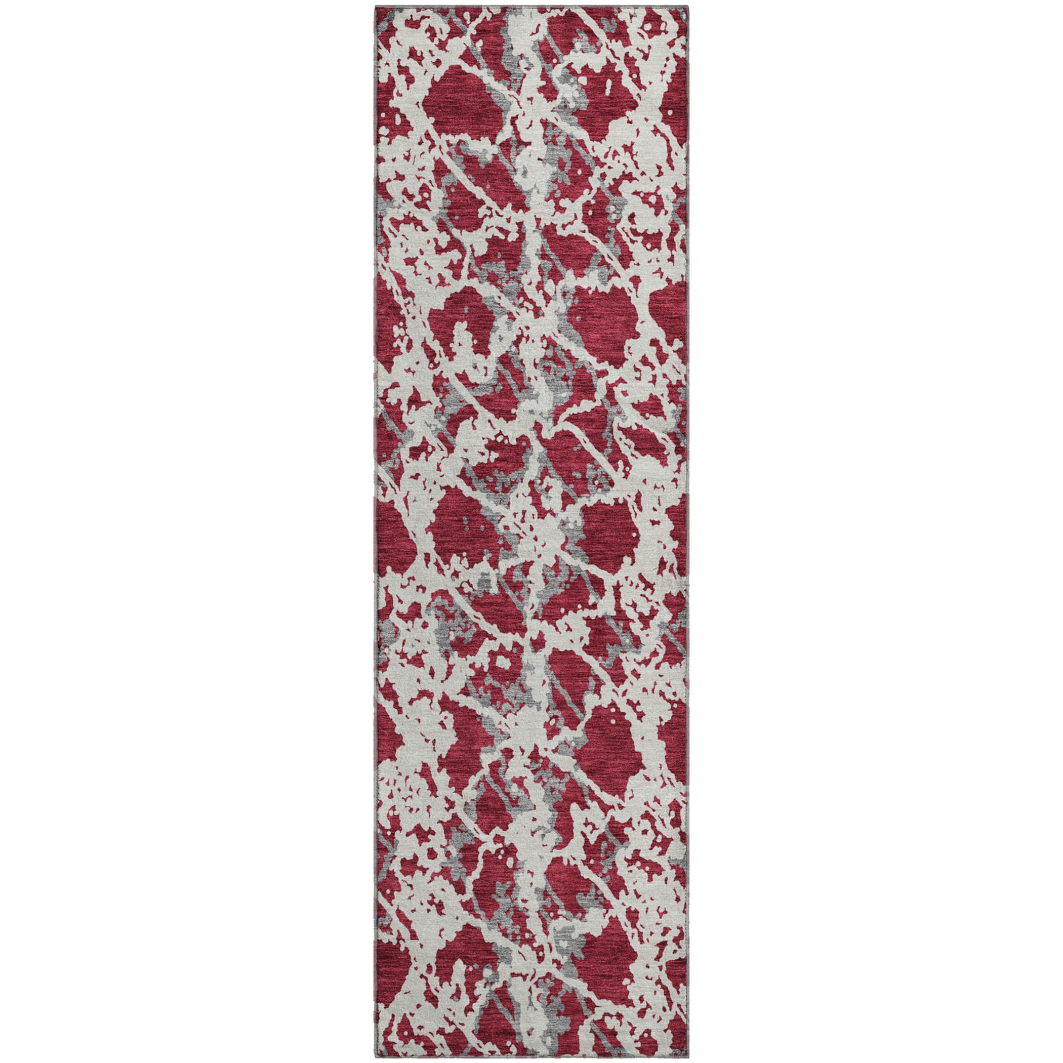 Bern Machine Washable Transitional Burgundy Red Rug 2'3" x 7'6" #shape_Runner