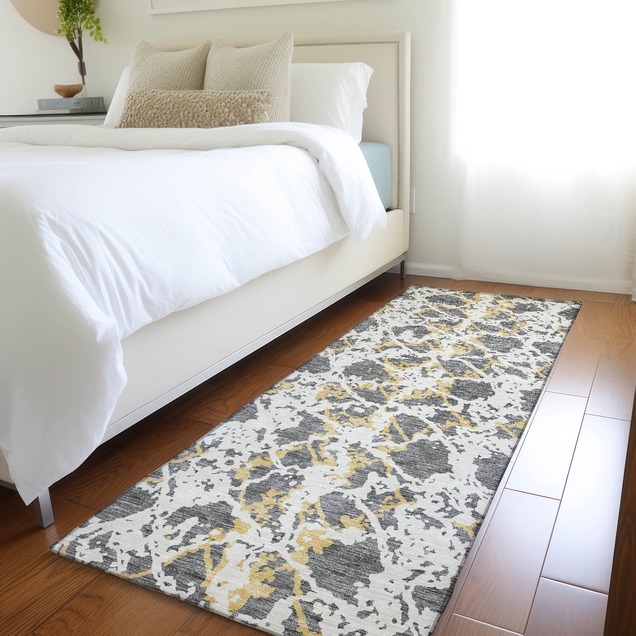 Bern Machine Washable Transitional Gray Rug 2'3" x 7'6" #shape_Runner