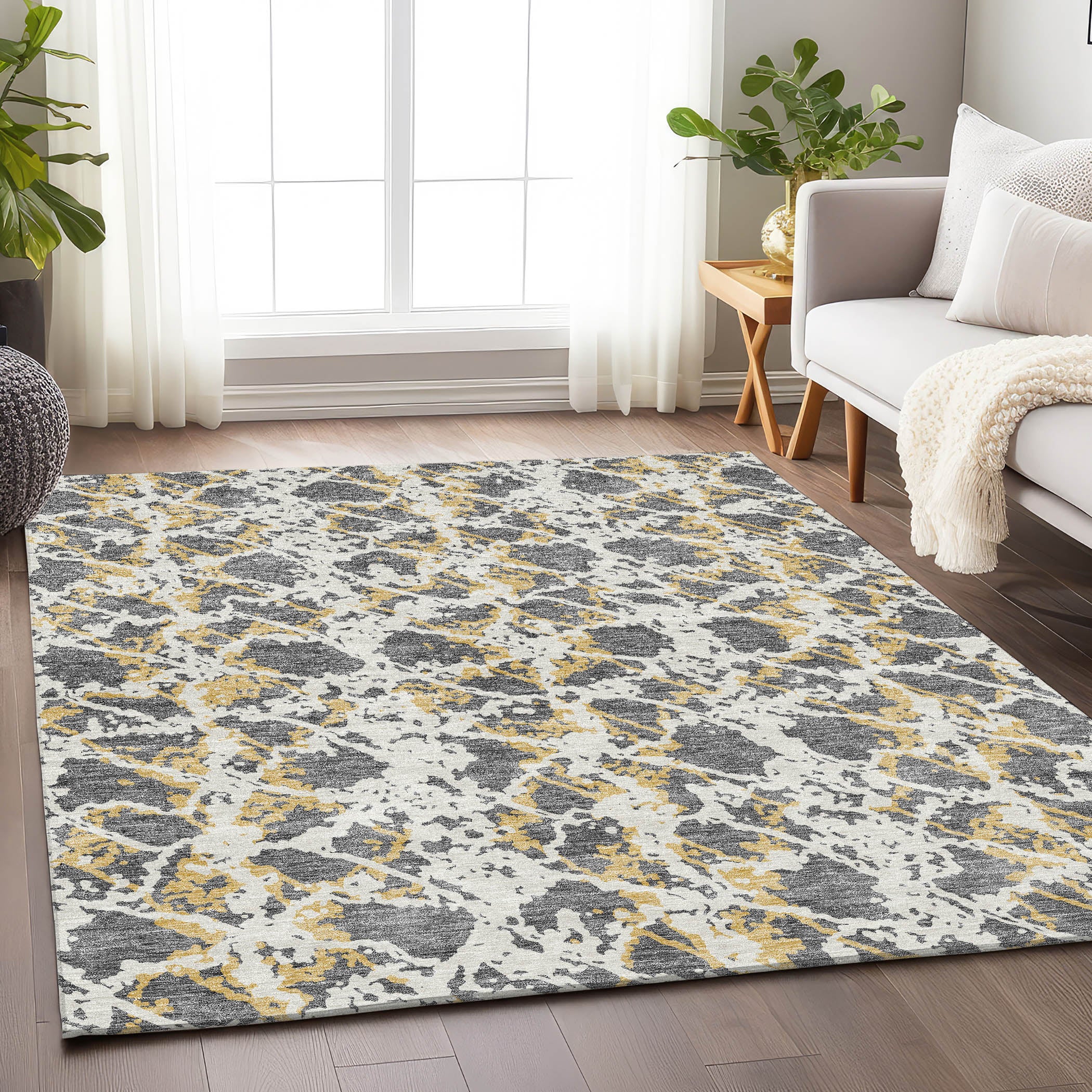 Bern Machine Washable Transitional Gray Rug 2'6" x 3'10" #shape_Rectangle