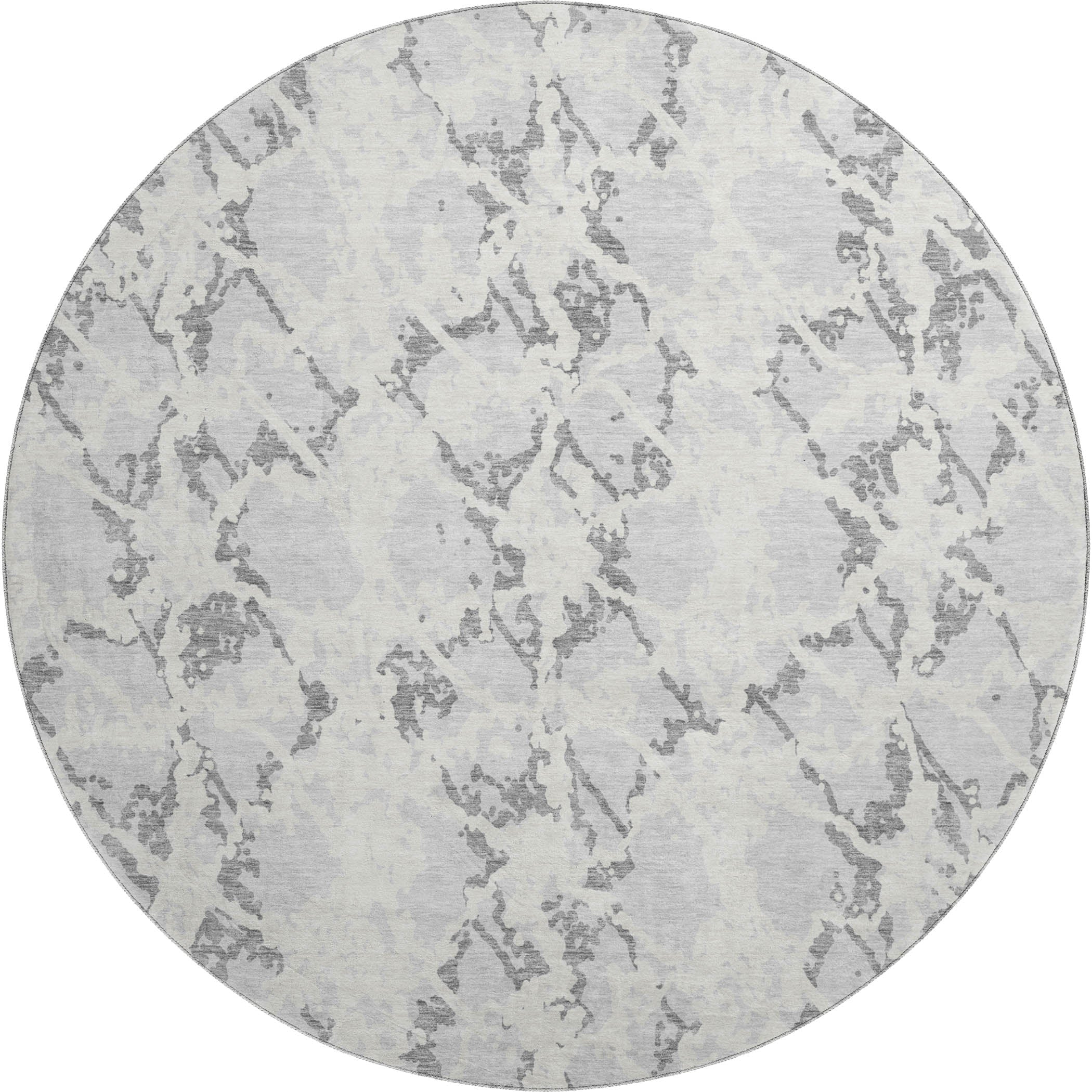 Bern Machine Washable Transitional Silver Gray Rug 8' x 8' #shape_Round