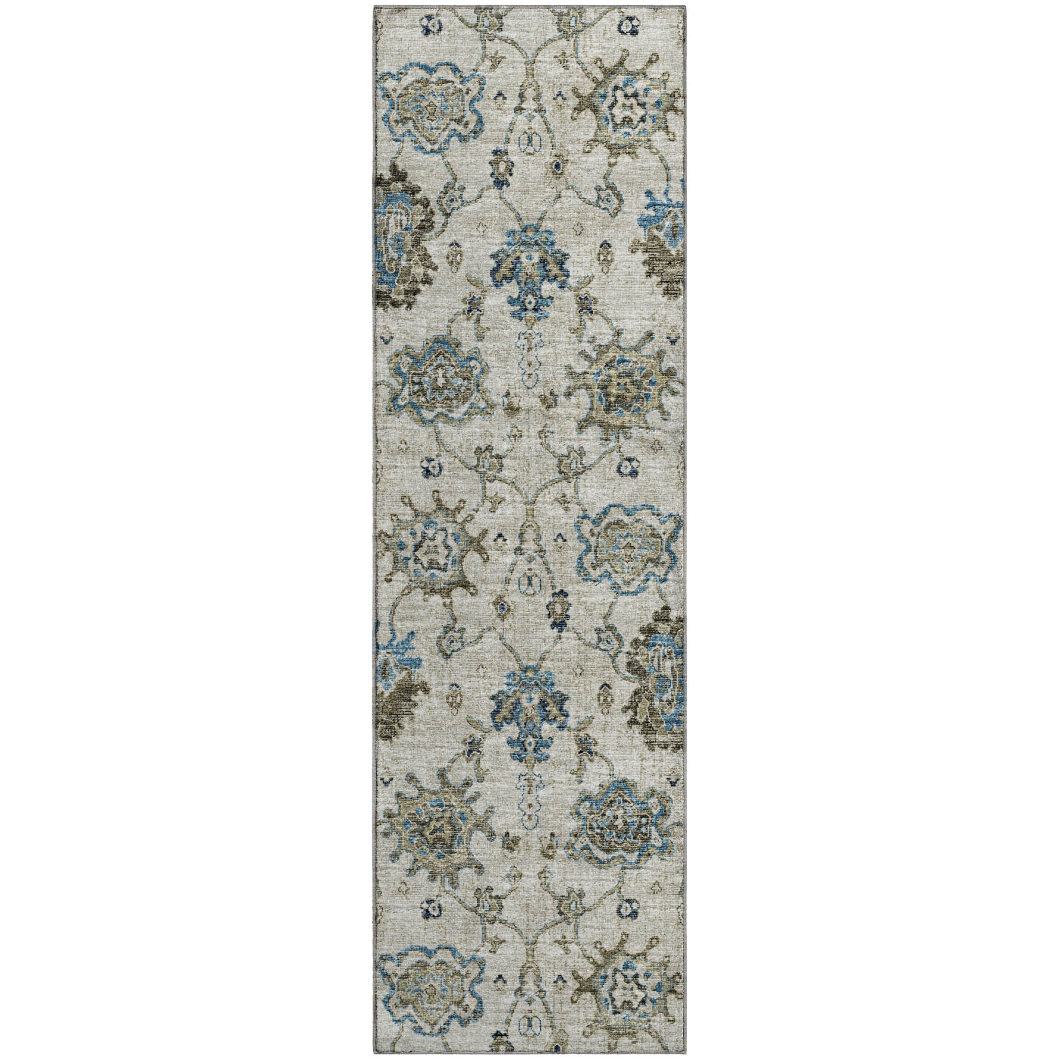 Sarajevo Machine Washable Traditional Blue Rug 2'3" x 7'6" #shape_Runner