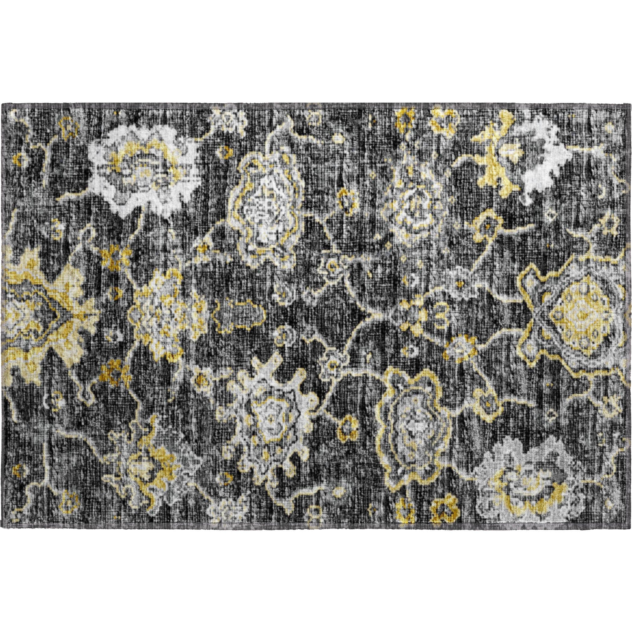 Sarajevo Machine Washable Traditional Shadow Gray Rug 1'8" x 2'6" #shape_Rectangle