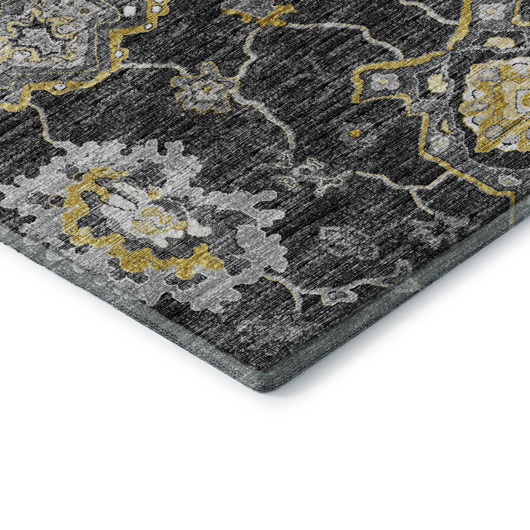 Sarajevo Machine Washable Traditional Shadow Gray Rug 1'8" x 2'6" #shape_Rectangle