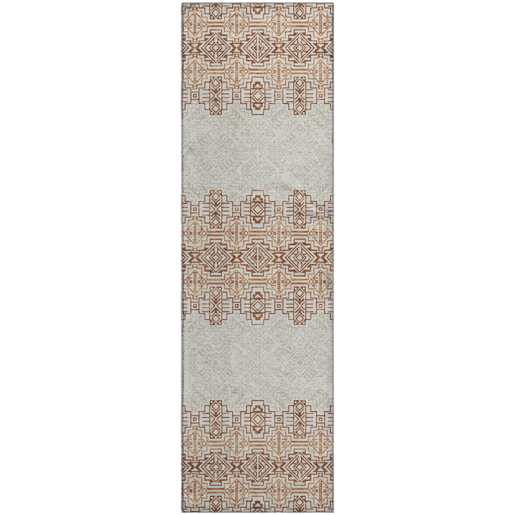 Kotor Machine Washable Transitional Paprika Orange Rug 2'3" x 7'6" #shape_Runner