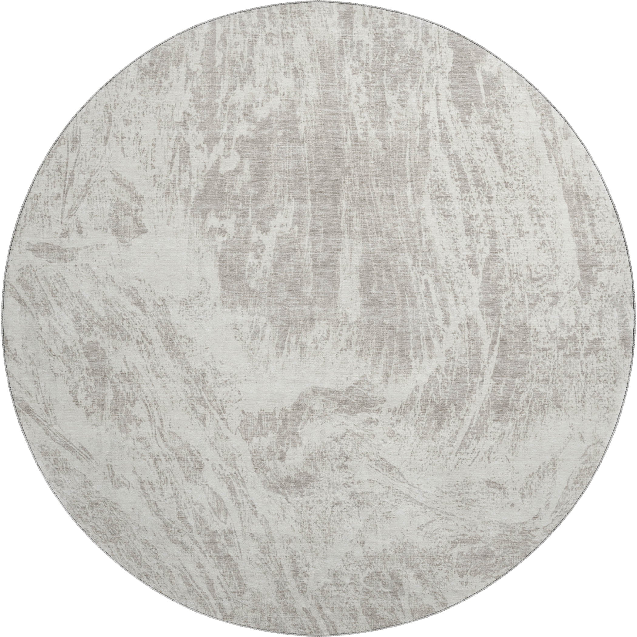 Oaxaca Machine Washable Transitional Beige Brown Rug 8' x 8' #shape_Round