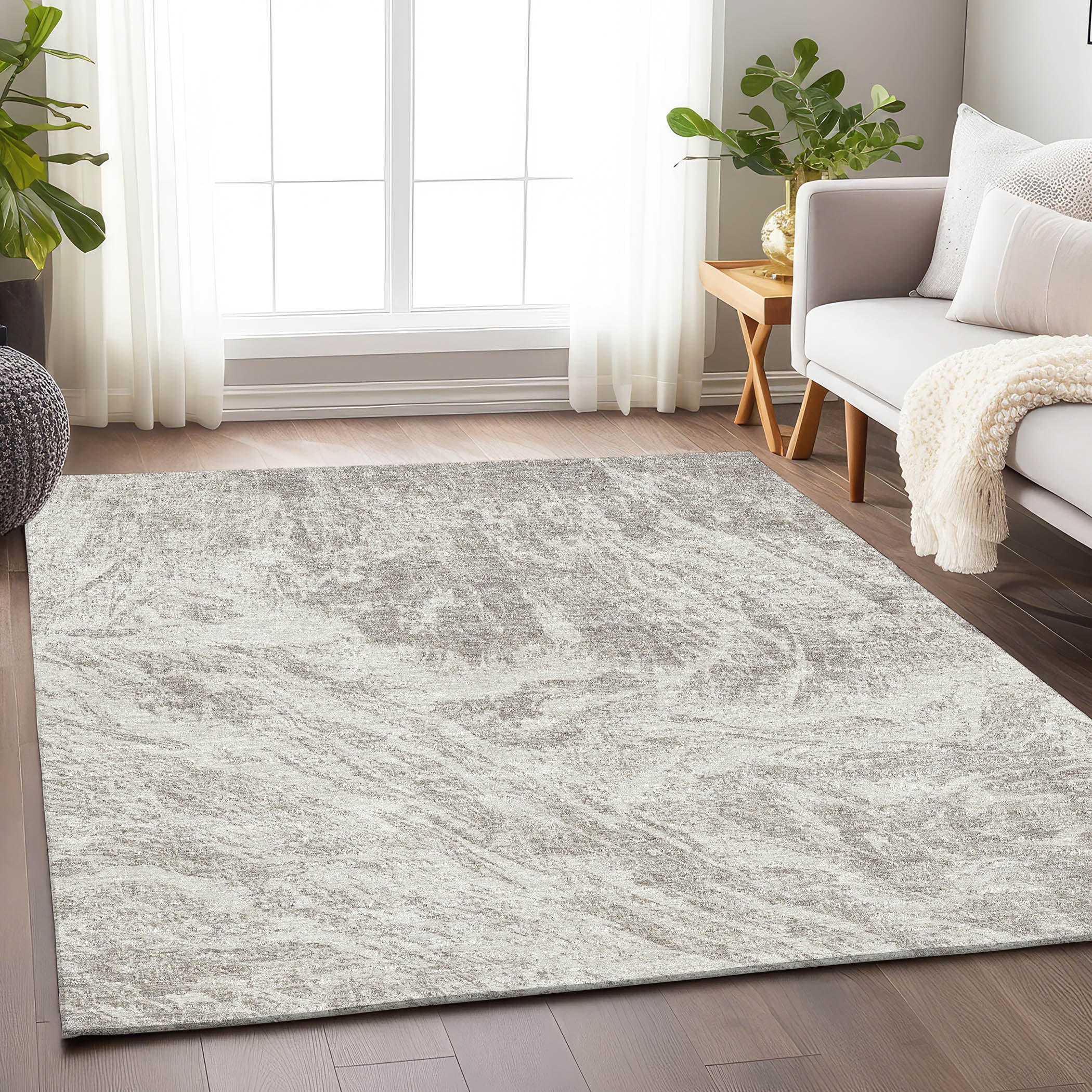 Oaxaca Machine Washable Transitional Beige Brown Rug 2'6" x 3'10" #shape_Rectangle