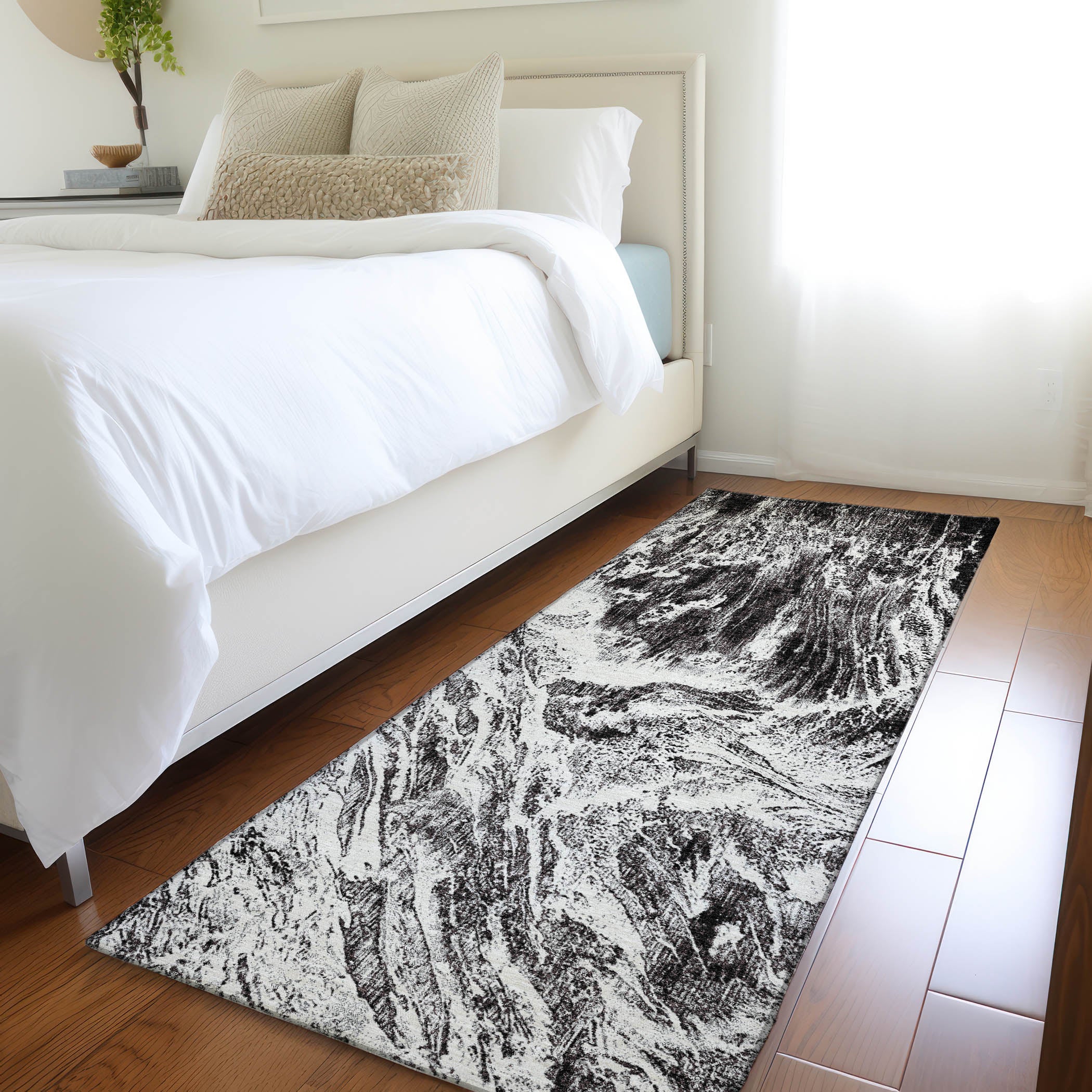 Oaxaca Machine Washable Transitional Black Rug 2'3" x 7'6" #shape_Runner