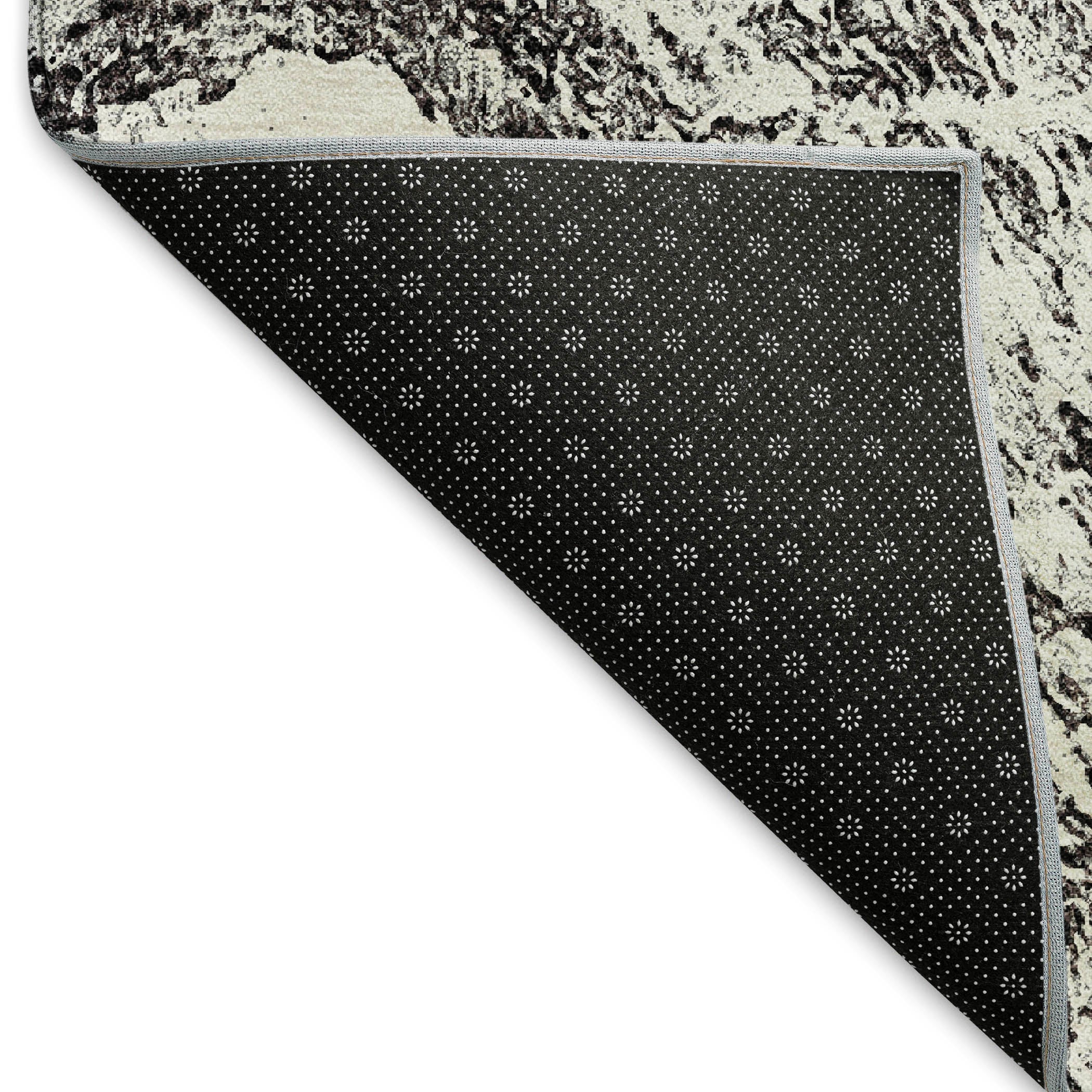 Oaxaca Machine Washable Transitional Black Rug 1'8" x 2'6" #shape_Rectangle