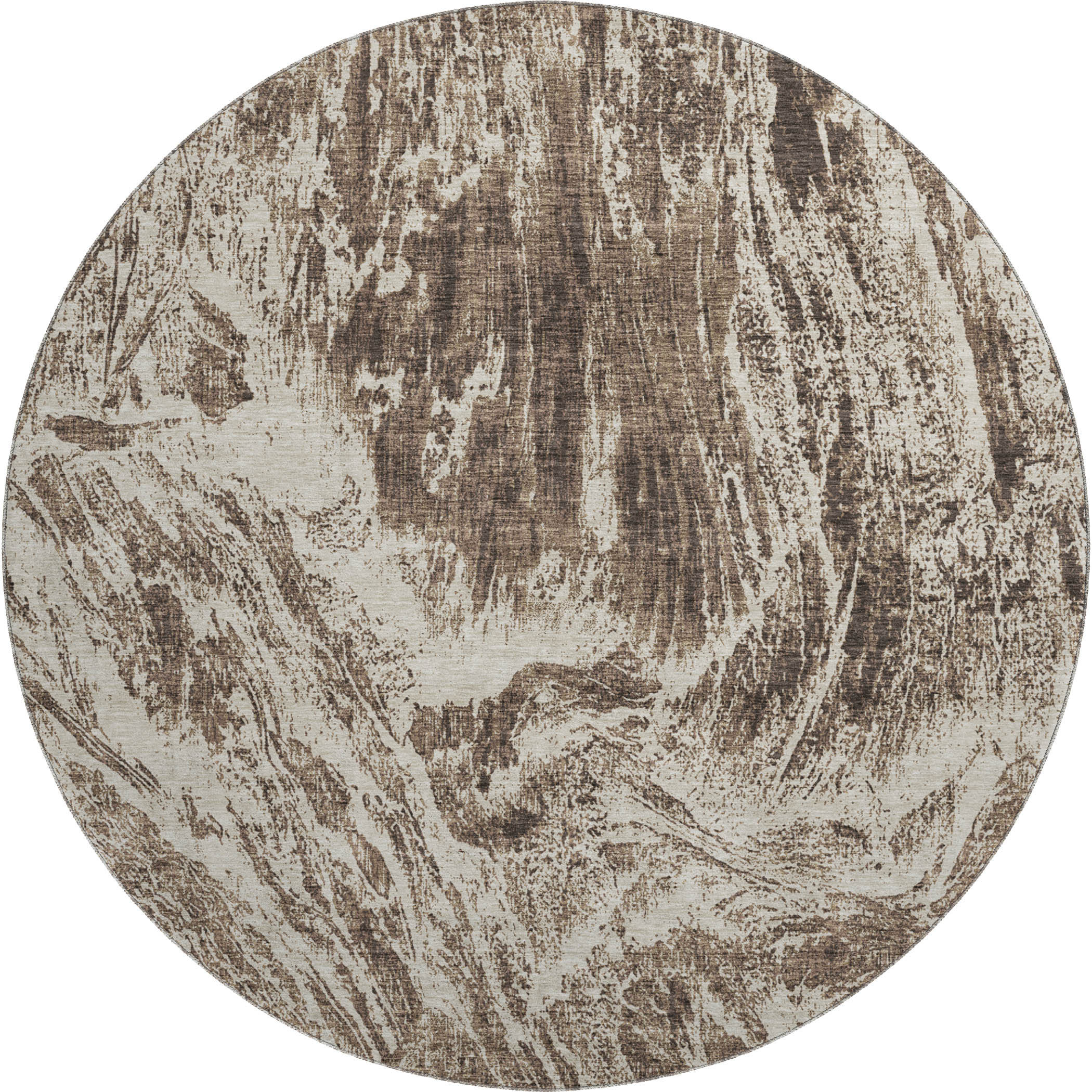 Oaxaca Machine Washable Transitional Brown Rug 8' x 8' #shape_Round