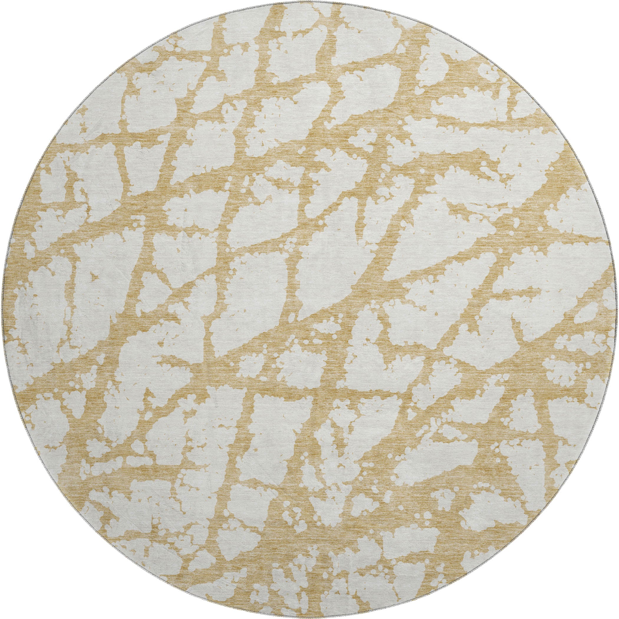 Queenstown Machine Washable Transitional Gold Rug 8' x 8' #shape_Round