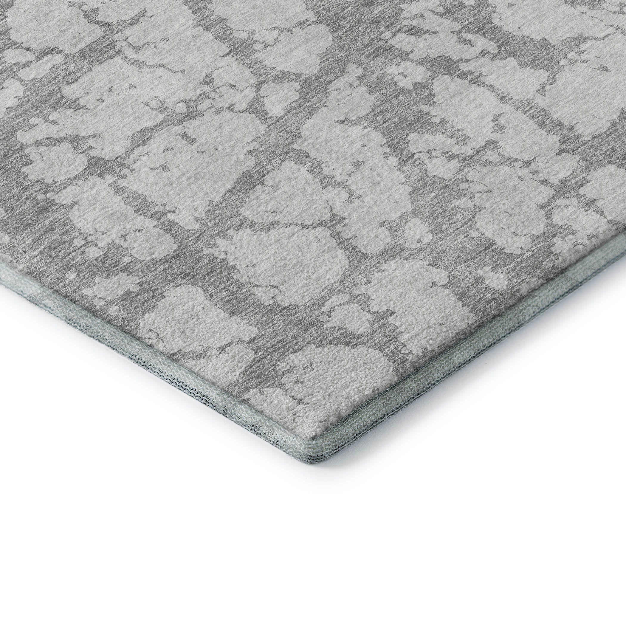 Queenstown Machine Washable Transitional Silver Gray Rug 1'8" x 2'6" #shape_Rectangle