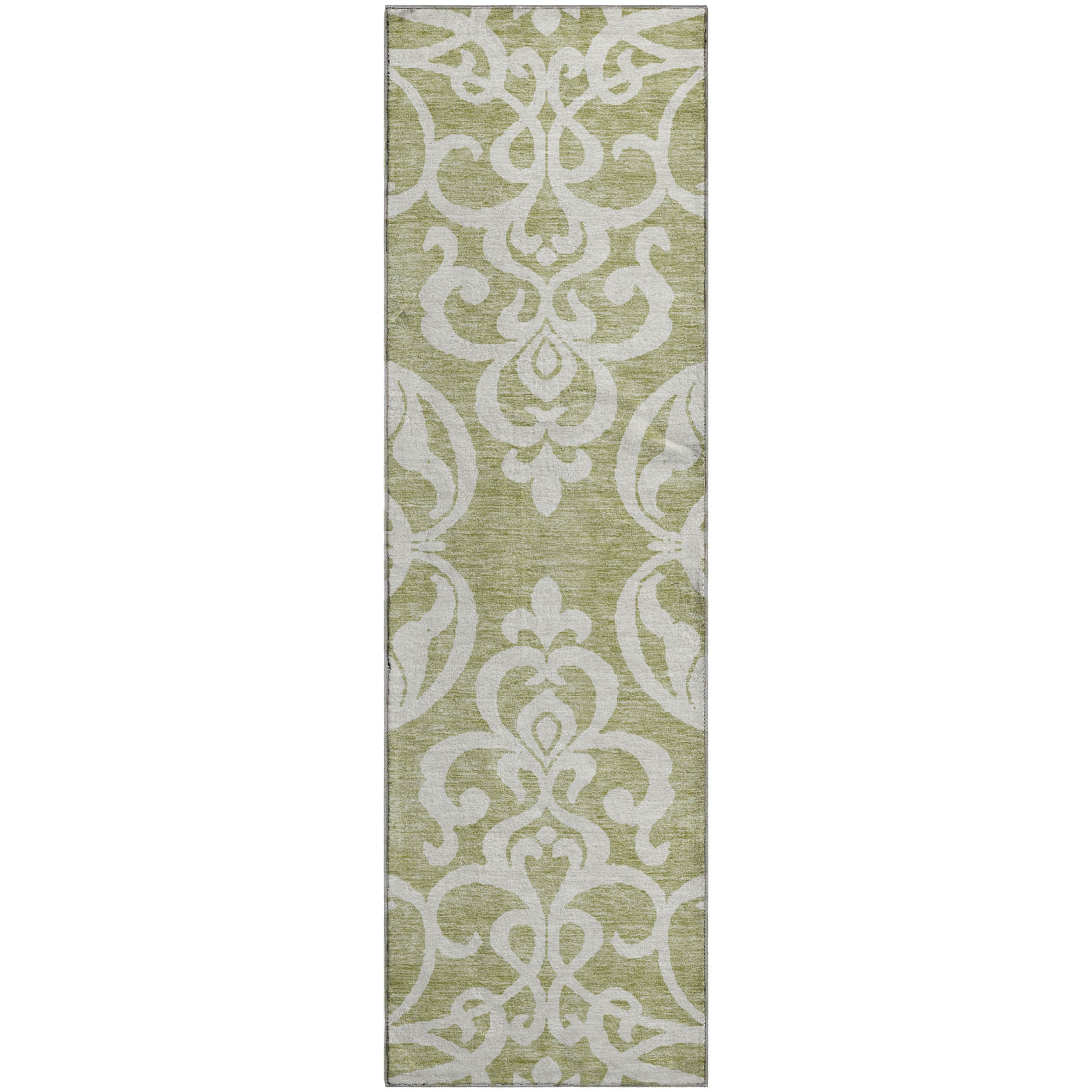 Lisbon Machine Washable Transitional Aloe Green Rug 2'3" x 7'6" #shape_Runner