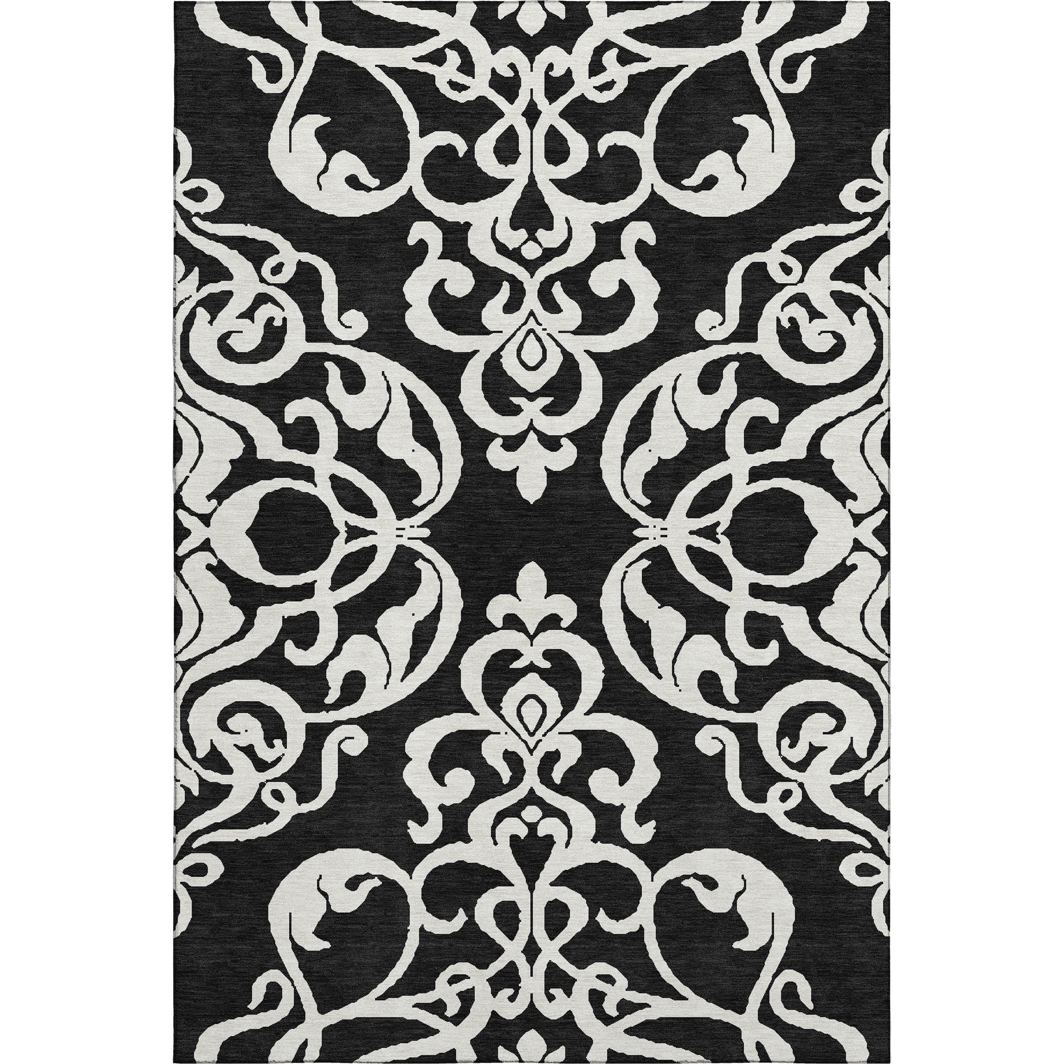 Lisbon Machine Washable Transitional Black Rug 2'6" x 3'10" #shape_Rectangle