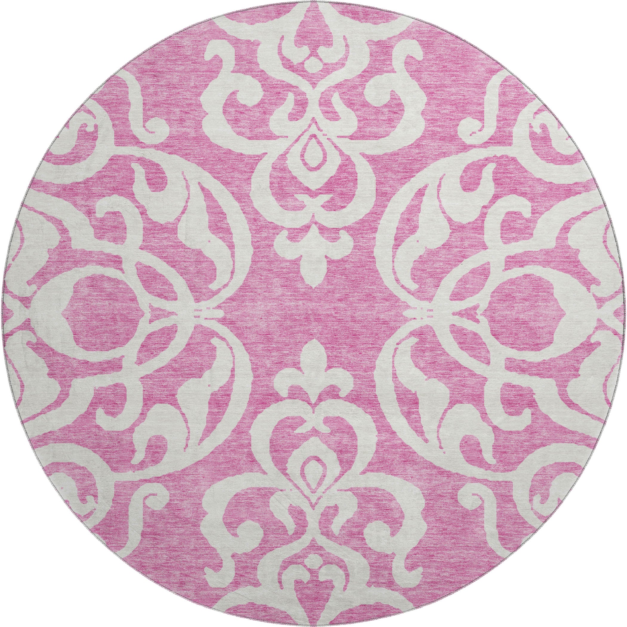 Lisbon Machine Washable Transitional Blush Pink Rug 8' x 8' #shape_Round