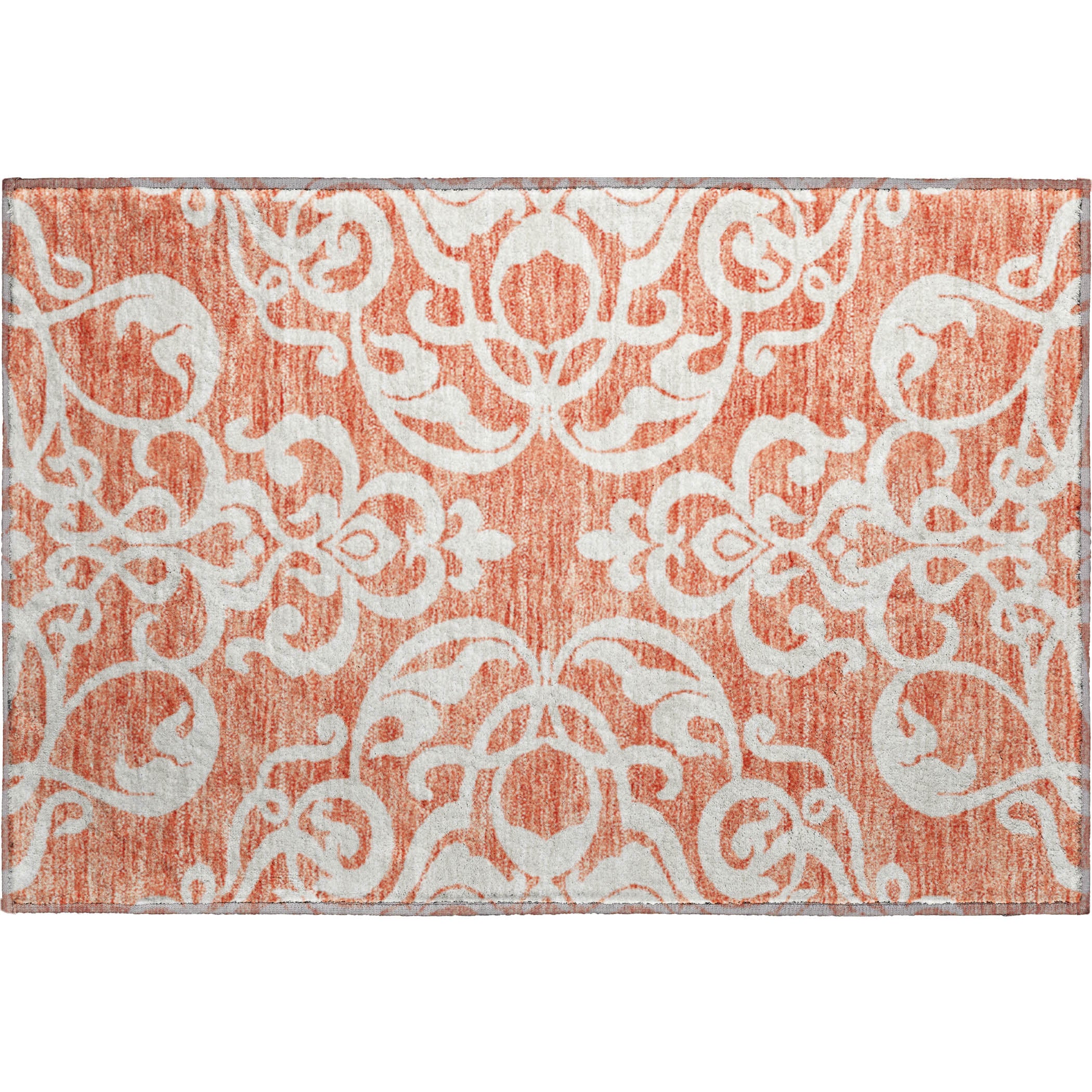 Lisbon Machine Washable Transitional Coral Orange Rug 1'8" x 2'6" #shape_Rectangle