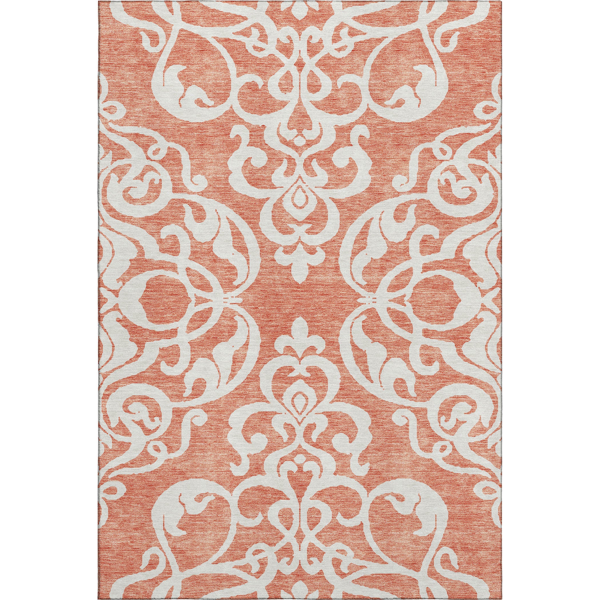 Lisbon Machine Washable Transitional Coral Orange Rug 2'6" x 3'10" #shape_Rectangle