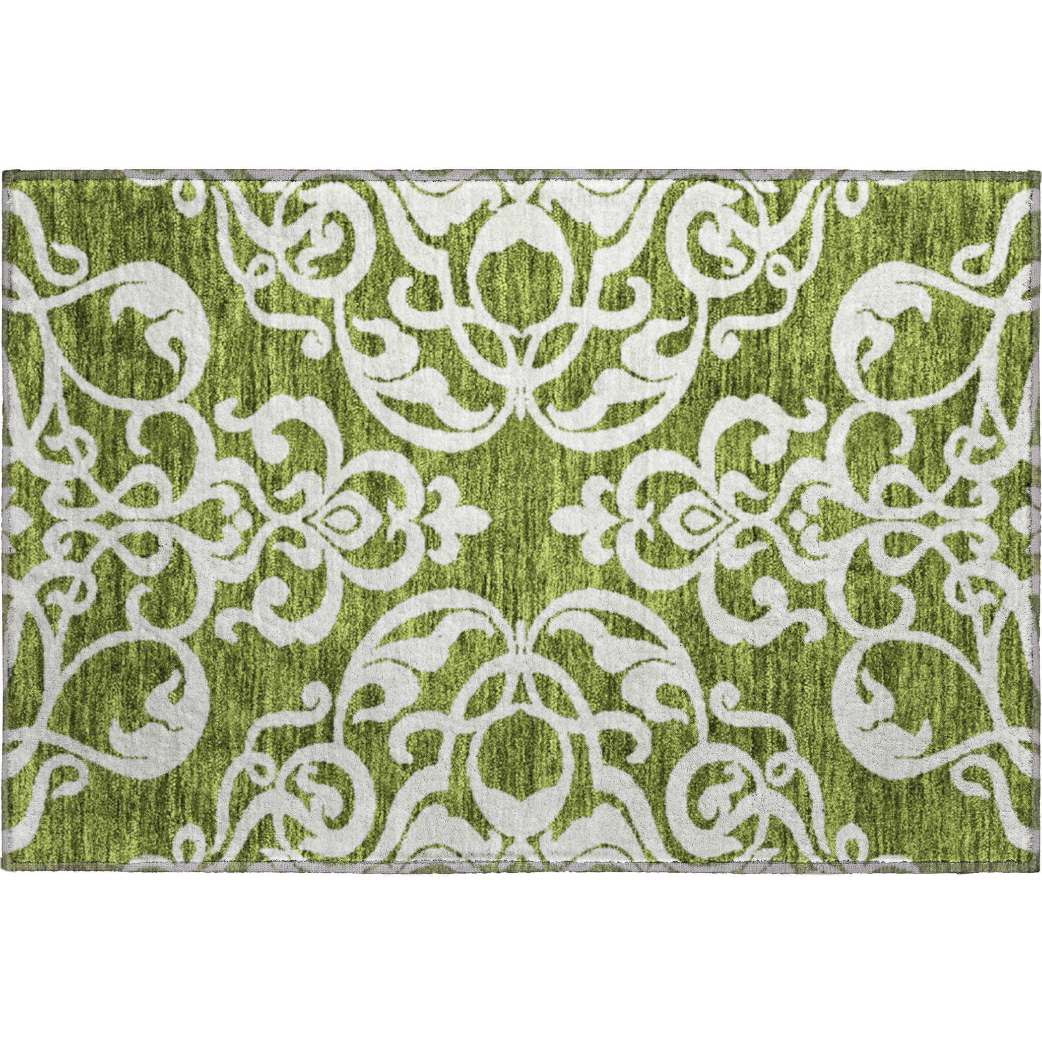 Lisbon Machine Washable Transitional Green Rug 1'8" x 2'6" #shape_Rectangle