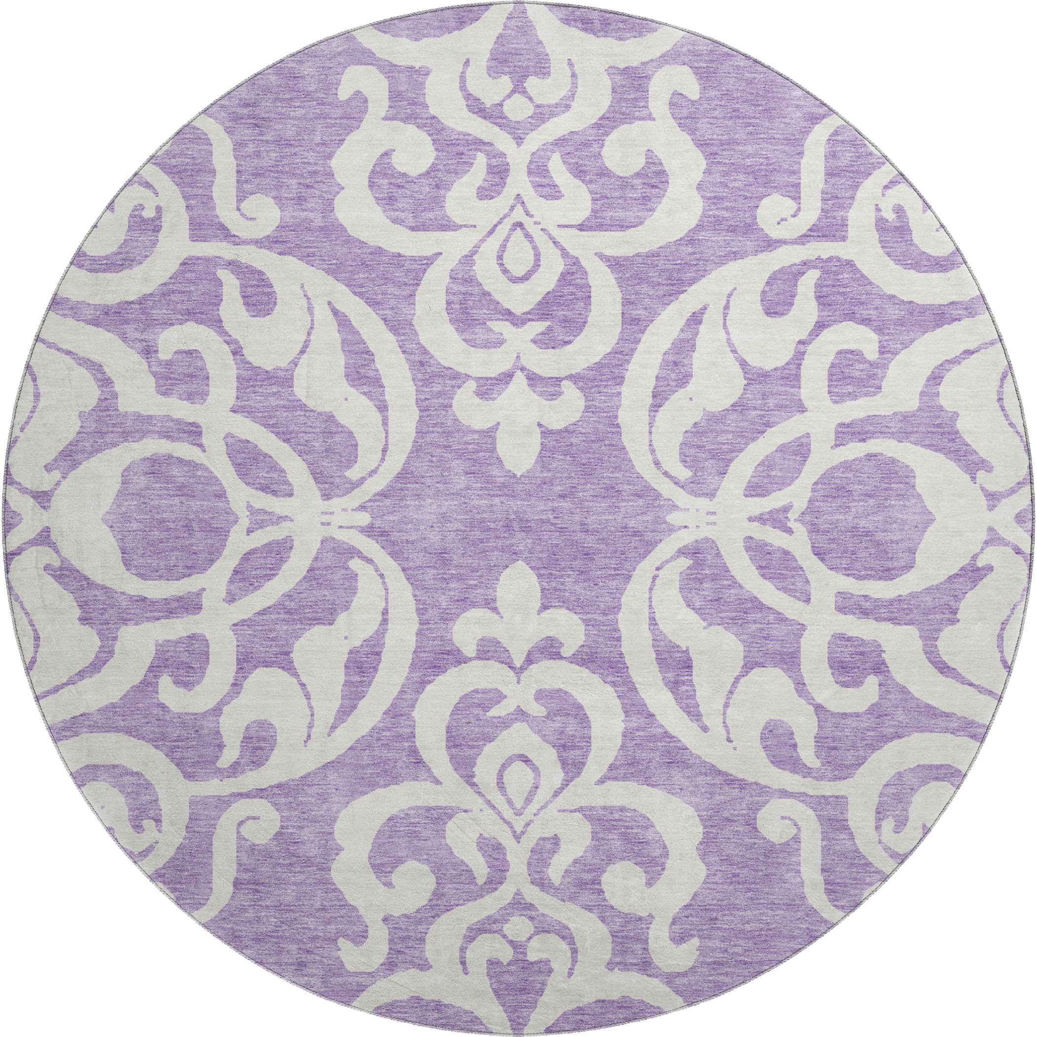 Lisbon Machine Washable Transitional Purple Rug 8' x 8' #shape_Round