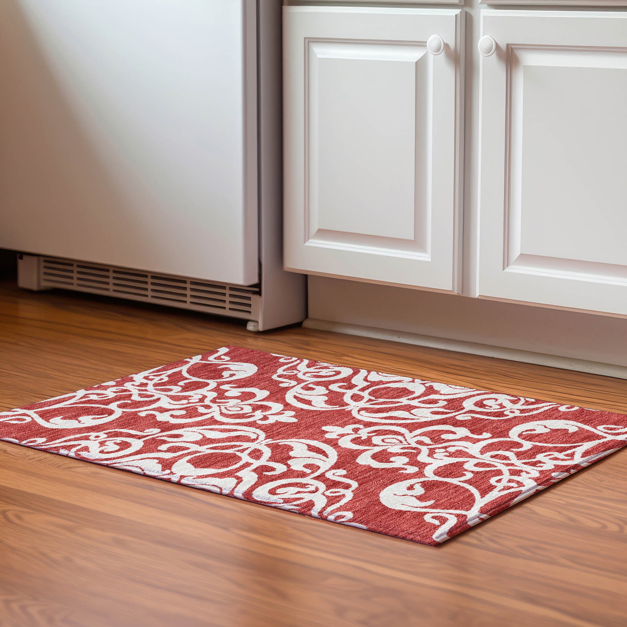 Lisbon Machine Washable Transitional Red Rug 1'8" x 2'6" #shape_Rectangle
