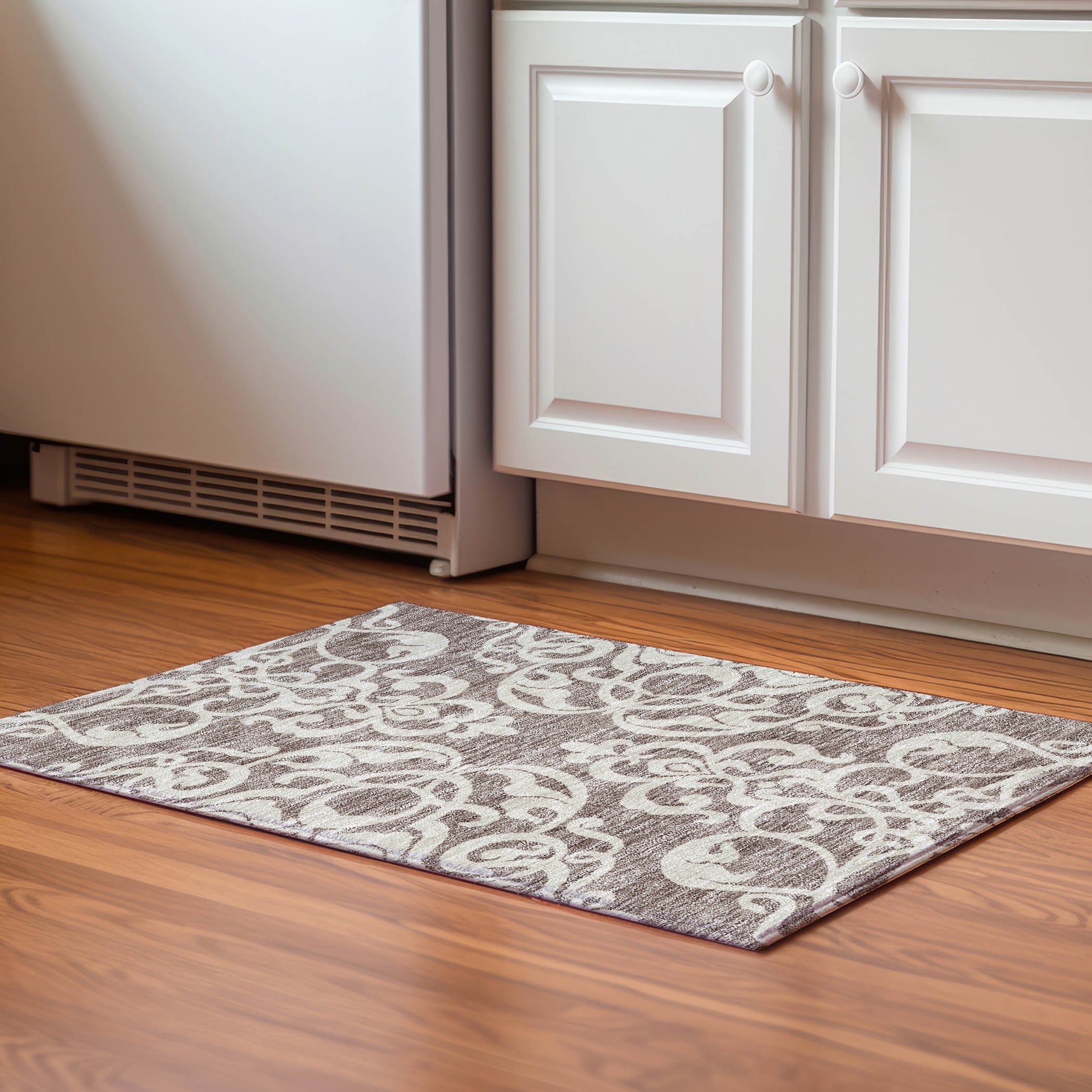 Lisbon Machine Washable Transitional Taupe Brown Rug 1'8" x 2'6" #shape_Rectangle
