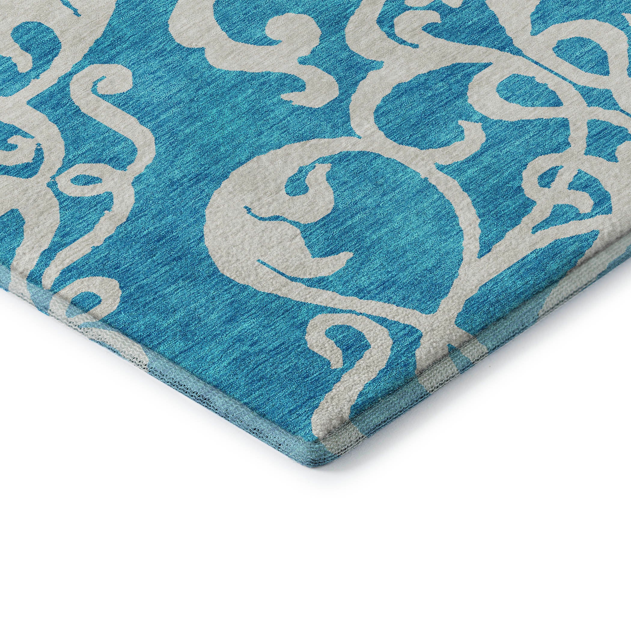Lisbon Machine Washable Transitional Turquoise Teal Rug 1'8" x 2'6" #shape_Rectangle