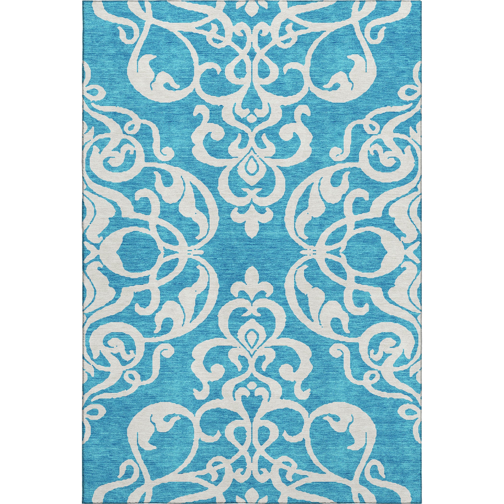 Lisbon Machine Washable Transitional Turquoise Teal Rug 2'6" x 3'10" #shape_Rectangle