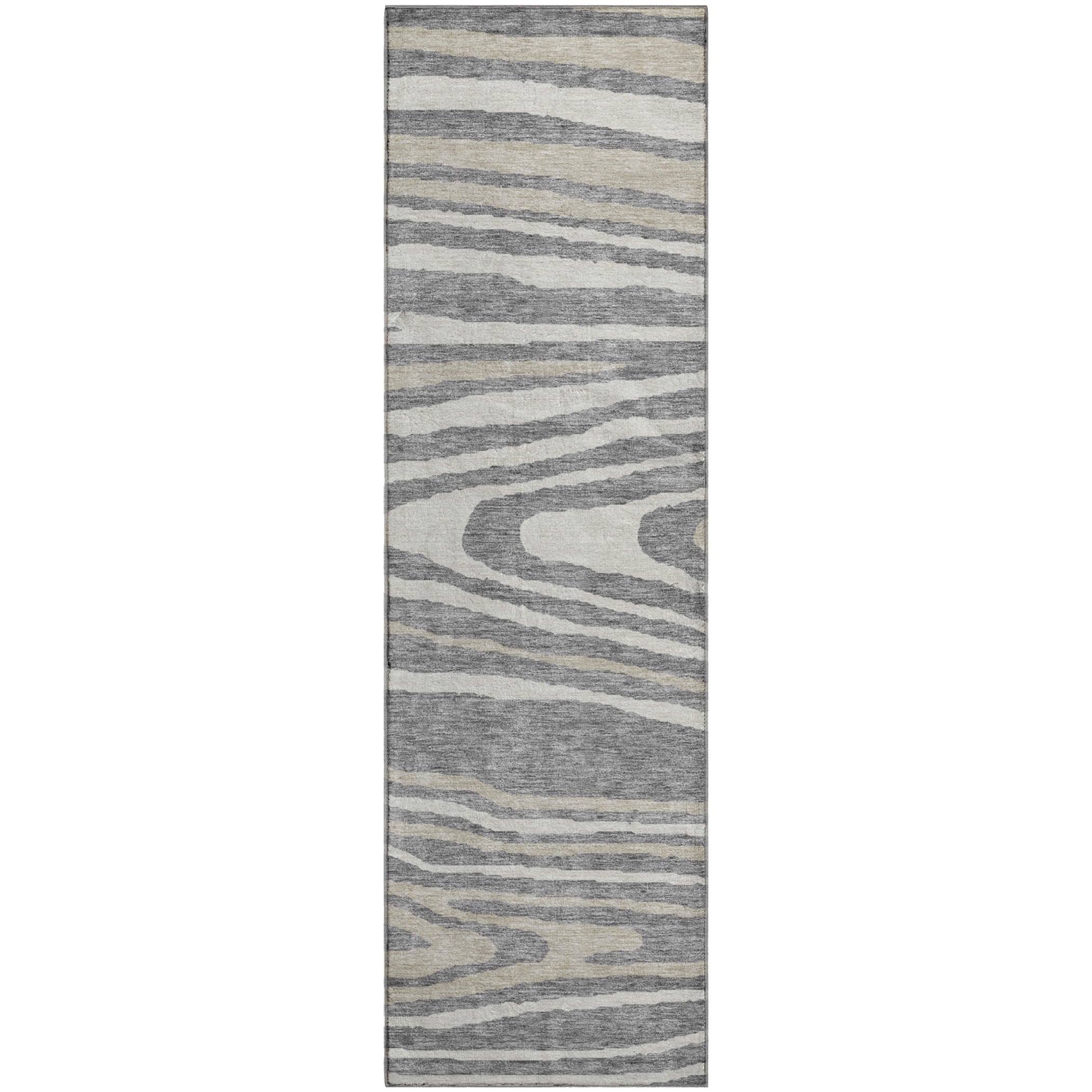 Queenstown Machine Washable Transitional Gray Rug 2'3" x 7'6" #shape_Runner