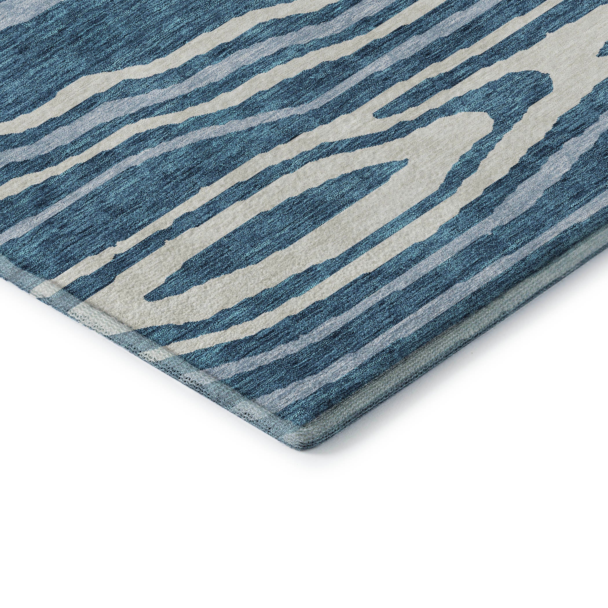 Queenstown Machine Washable Transitional Navy Blue Rug 1'8" x 2'6" #shape_Rectangle