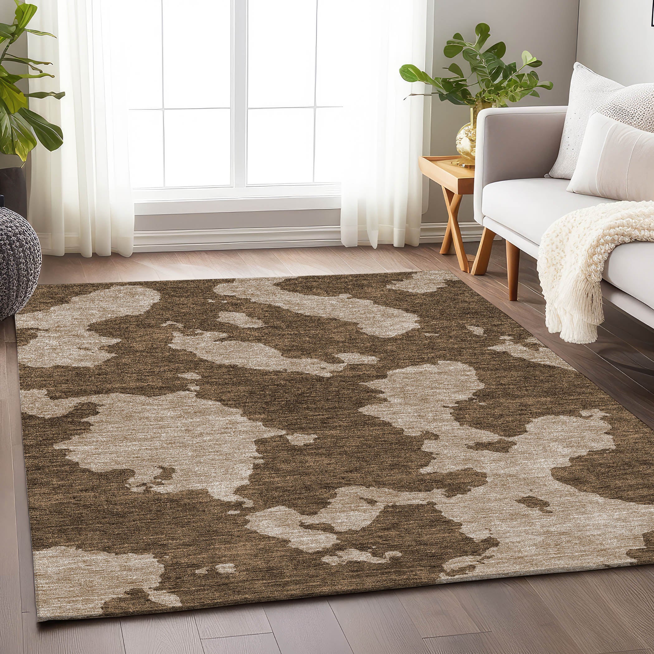 Lima Machine Washable Transitional Brown Rug 2'6" x 3'10" #shape_Rectangle